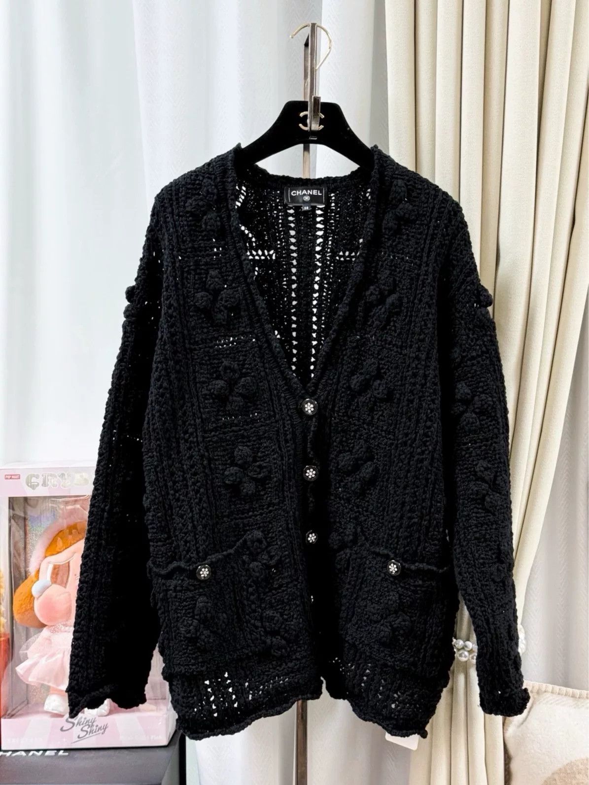 Chanel Chanel Black Hook Flower Knit Cardigan Size S / US 4 / IT 40 - 1 Thumbnail