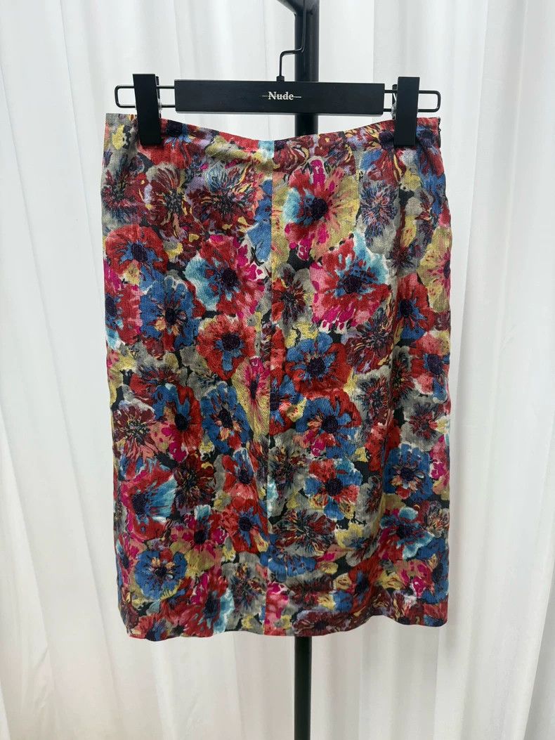 Dries Van Noten DRIES VAN NOTEN Oil painting flower skirt Size 25" / US 0 / IT 36 - 1 Thumbnail