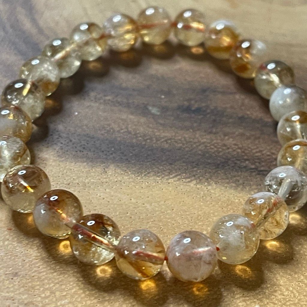 Other Citrine beaded beads stretch bracelet 8mm yellow clear cryst Size ONE SIZE - 7 Thumbnail