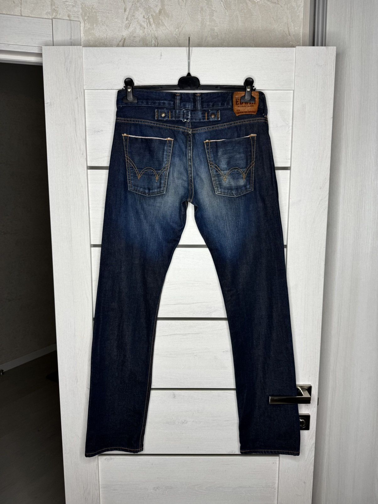 Edwin Edwin Japan SK505 Raw Selvage Denim Cinch Back Vintage Rare Size US 29 - 1 Thumbnail