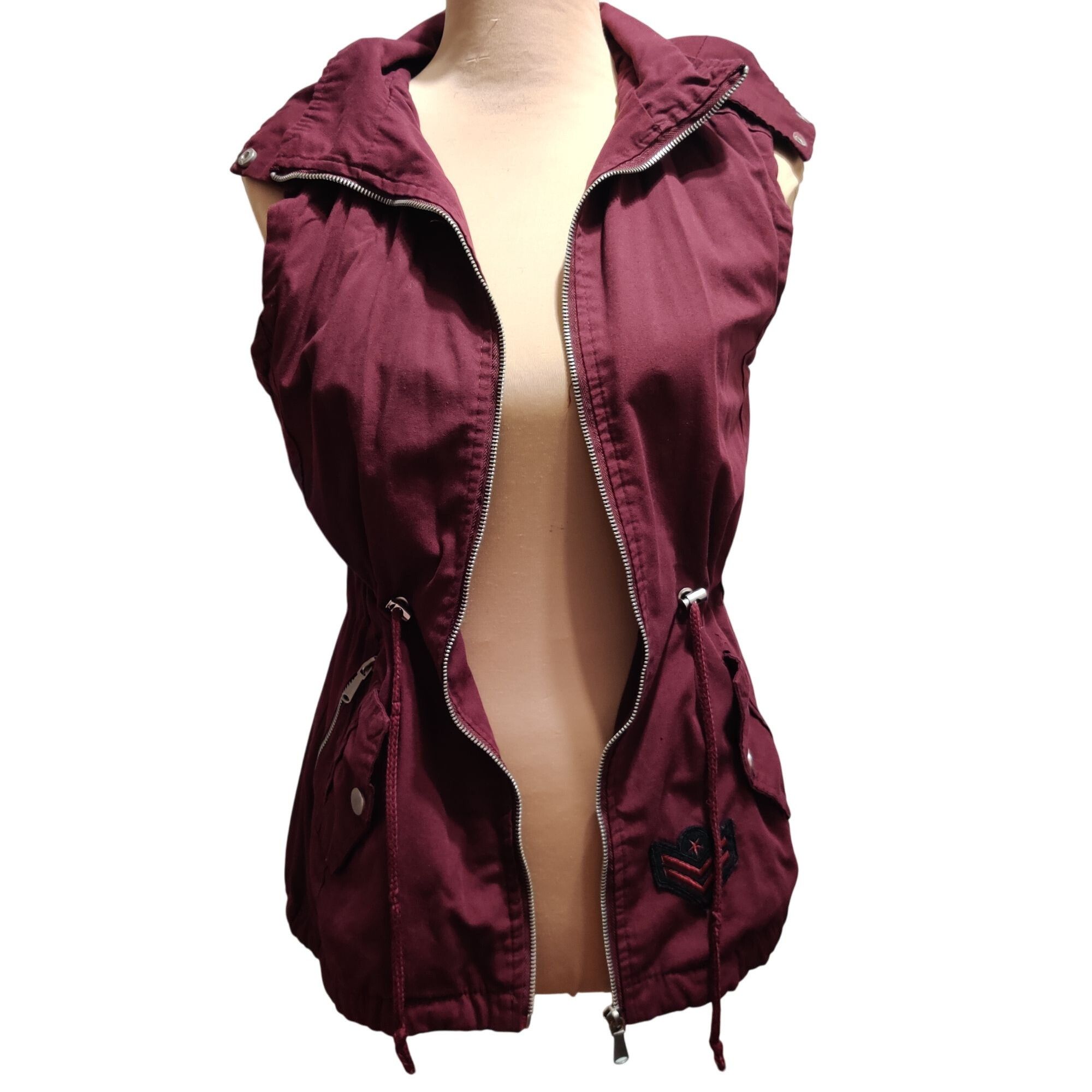 Other YMI S Burgundy Red Utility Hooded Vest Drawstring Street Sty Size S / US 4 / IT 40 - 10 Thumbnail