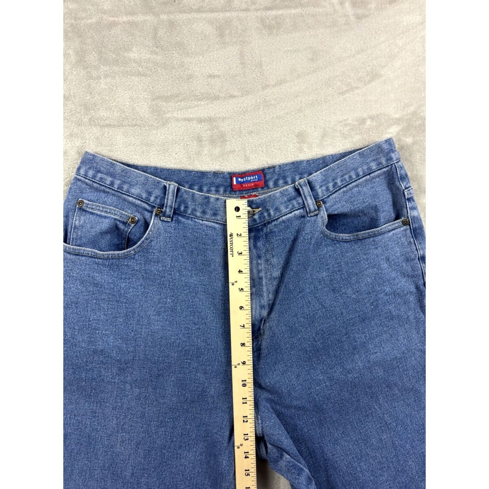 Denime VTG Westport Denim Women's Classic Fit Straight Leg Jeans Medium Wash Size 18 Blue 28in Inseam Regular 18 Jeans Mens Womens Boys Girls Size ONE SIZE - 4 Thumbnail
