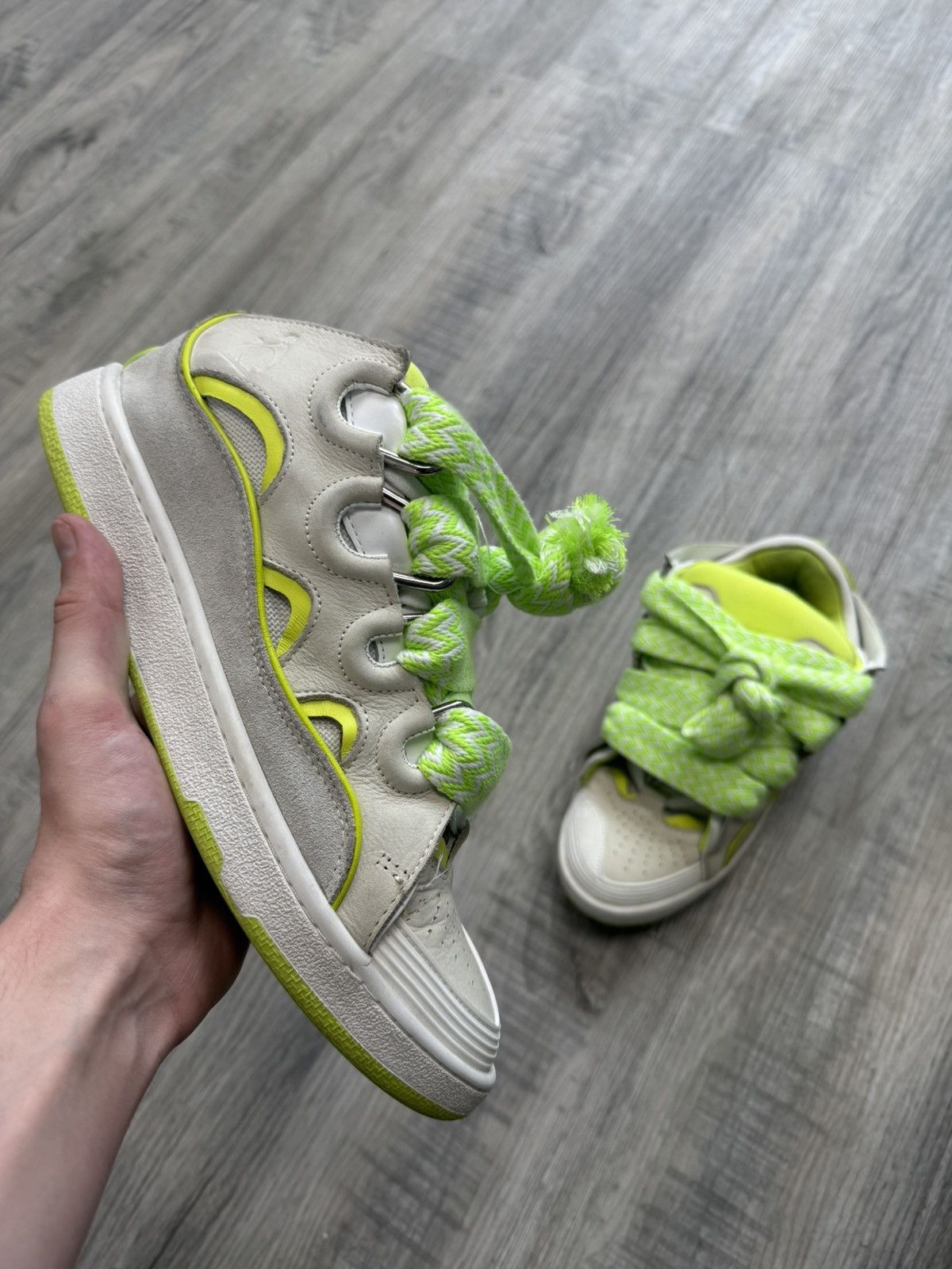 Lanvin Lanvin Curb Sneakers - White/Fluo Yellow Size US 11 / EU 44 - 1 Thumbnail