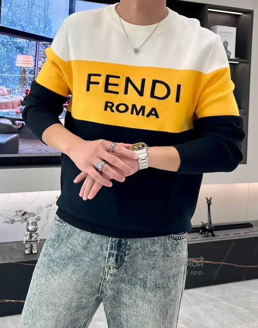 Fendi Multi Color Block Long Sleeve Sweater. Size US L / EU 52-54 / 3 - 8 Thumbnail