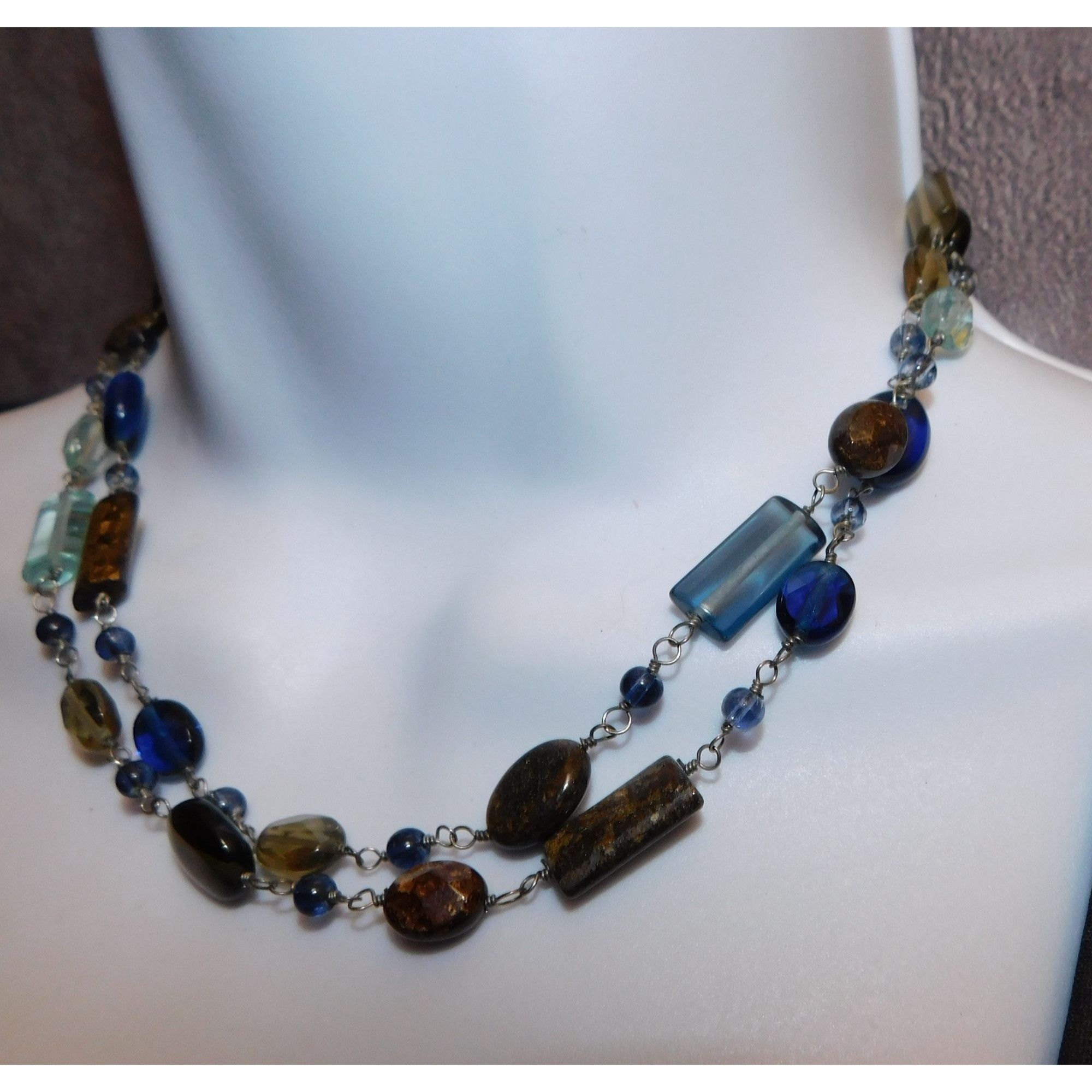 Other Blue And Brown Double Layer Glass Beaded Necklace Size ONE SIZE - 5 Thumbnail