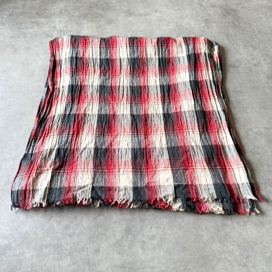 Ralph Lauren RRL Ralph Lauren Red×Black×Ivory Check Cotton Scarf One Size Casual Pre-owned Size ONE SIZE - 2 Thumbnail