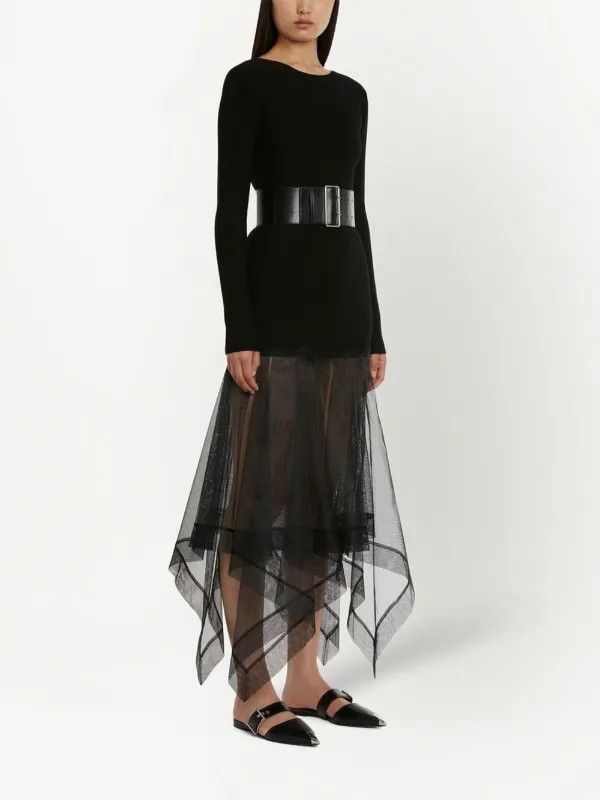 Alexander McQueen o1y0325 Midi Dress in Black Size M / US 6-8 / IT 42-44 - 3 Thumbnail