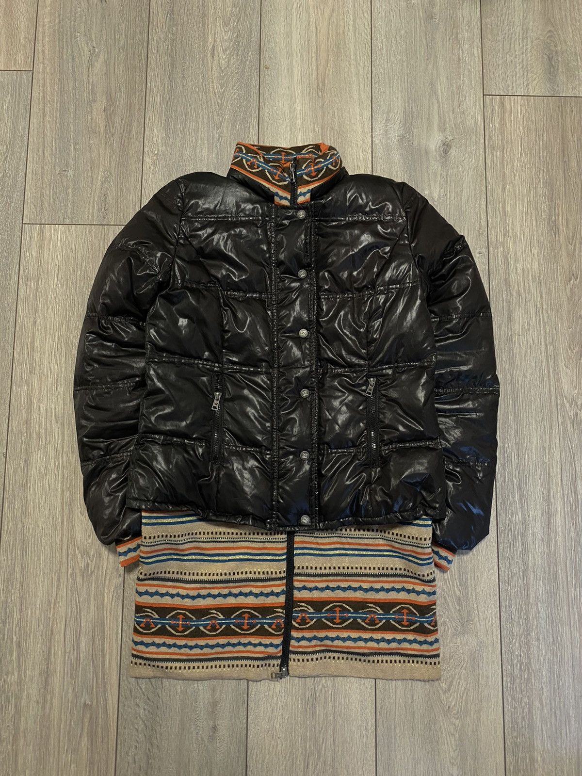 Max Mara Weekend Puffer Jacket With Knit Hem Zip Black