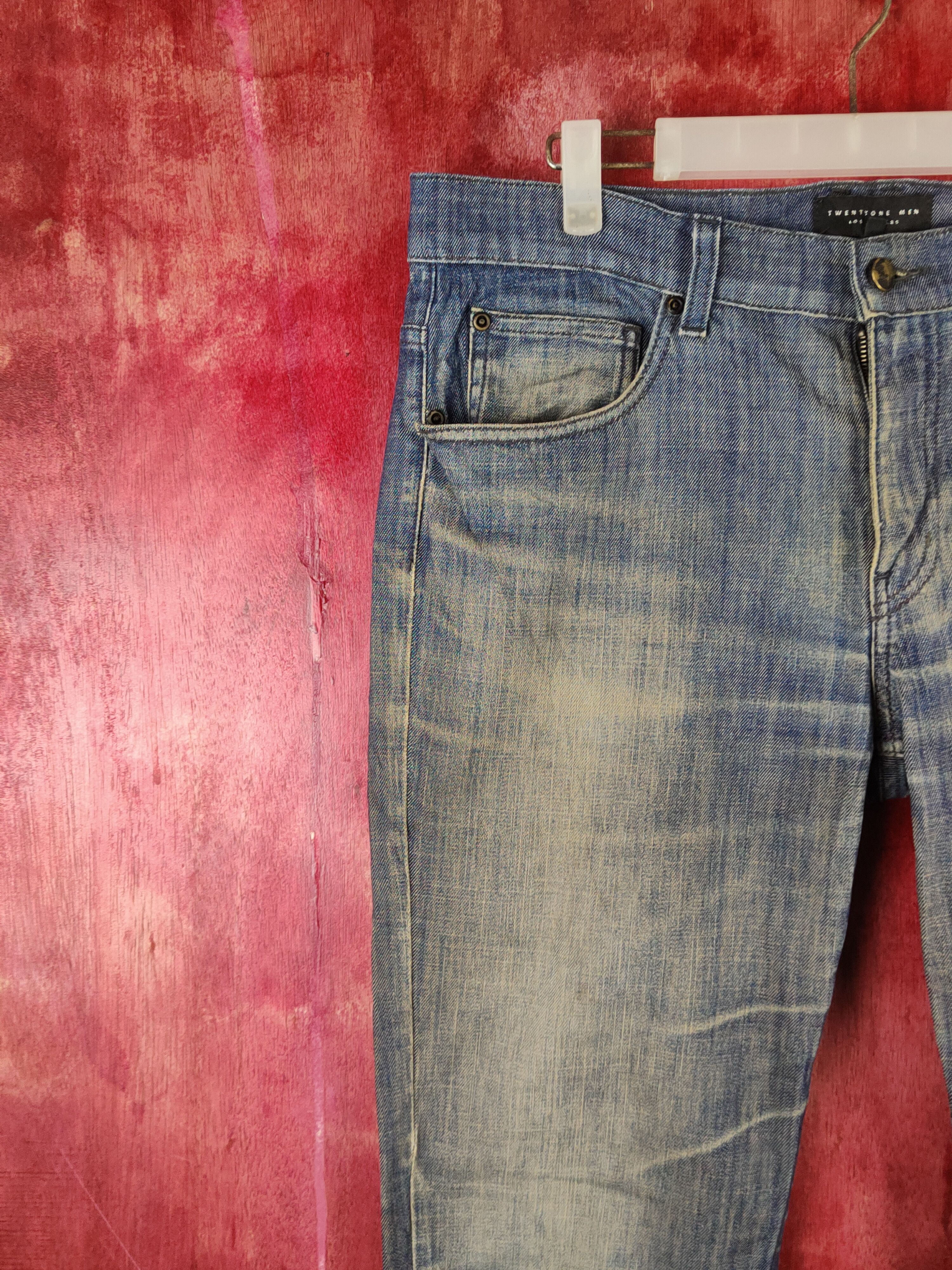Japanese Brand Twentyone Dark Blue Distressed Ripped Jeans #S2145 Size US 35 - 3 Thumbnail