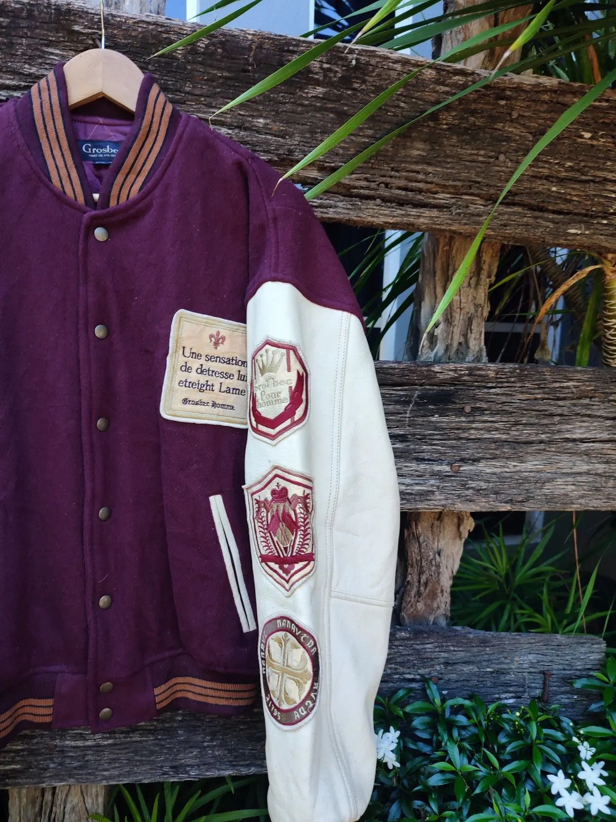 Vintage Vintage 90s Grosbec Varsity Jacket Embroidery French Patches Size US L / EU 52-54 / 3 - 11 Thumbnail