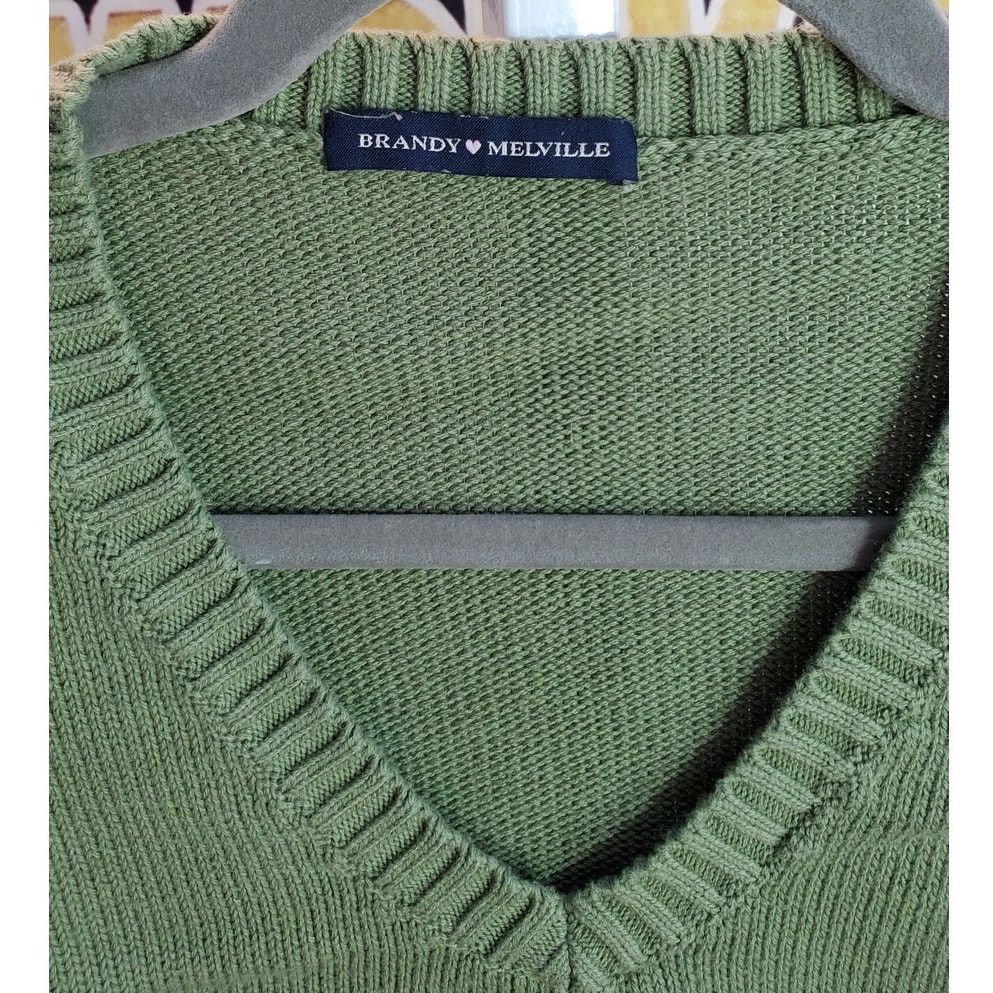 Brandy Melville Brandy Melville Green Knit Sweater Vest Cotton M Size M / US 6-8 / IT 42-44 - 4 Thumbnail