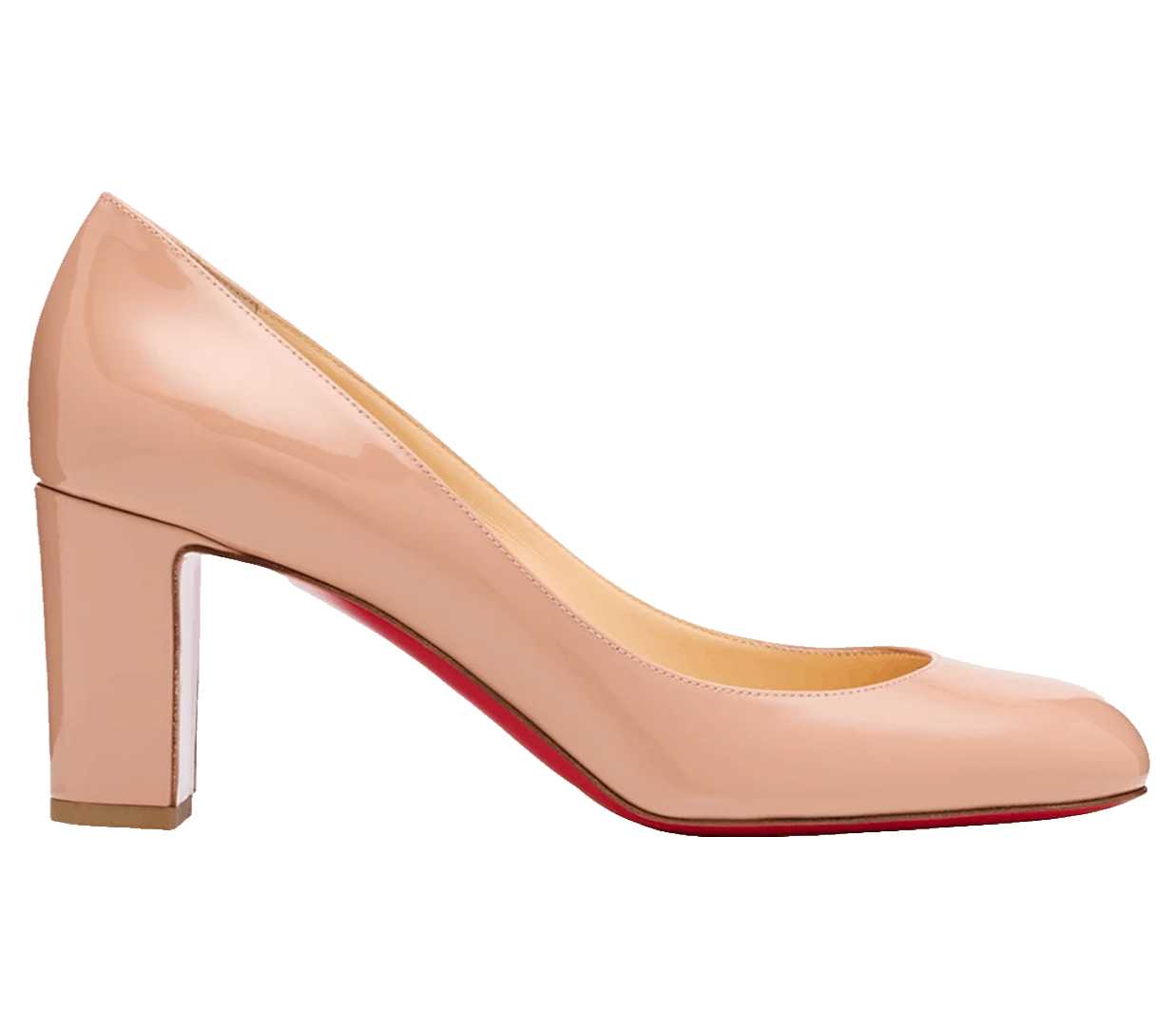 Christian Louboutin Cadrilla 70 Nude Blush Patent Leather Block Heel Pump 40 Size US 10 / IT 40 - 1 Thumbnail