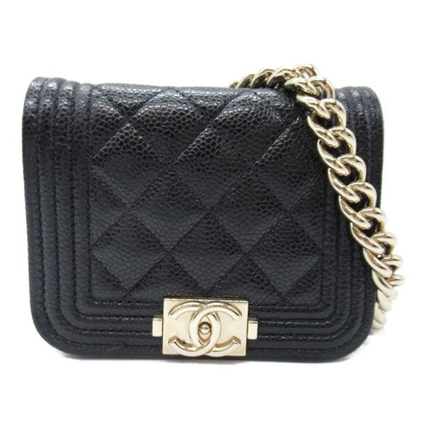 image of Chanel Cc Caviar Boy Belt Bag in Black, Women's