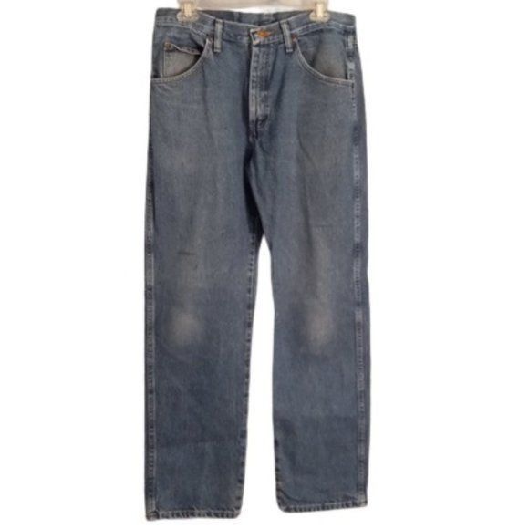 Wrangler Wrangler Size 33x32 Jeans Mens Regular Fit Blue Denim 100% C Size US 33 - 1 Thumbnail