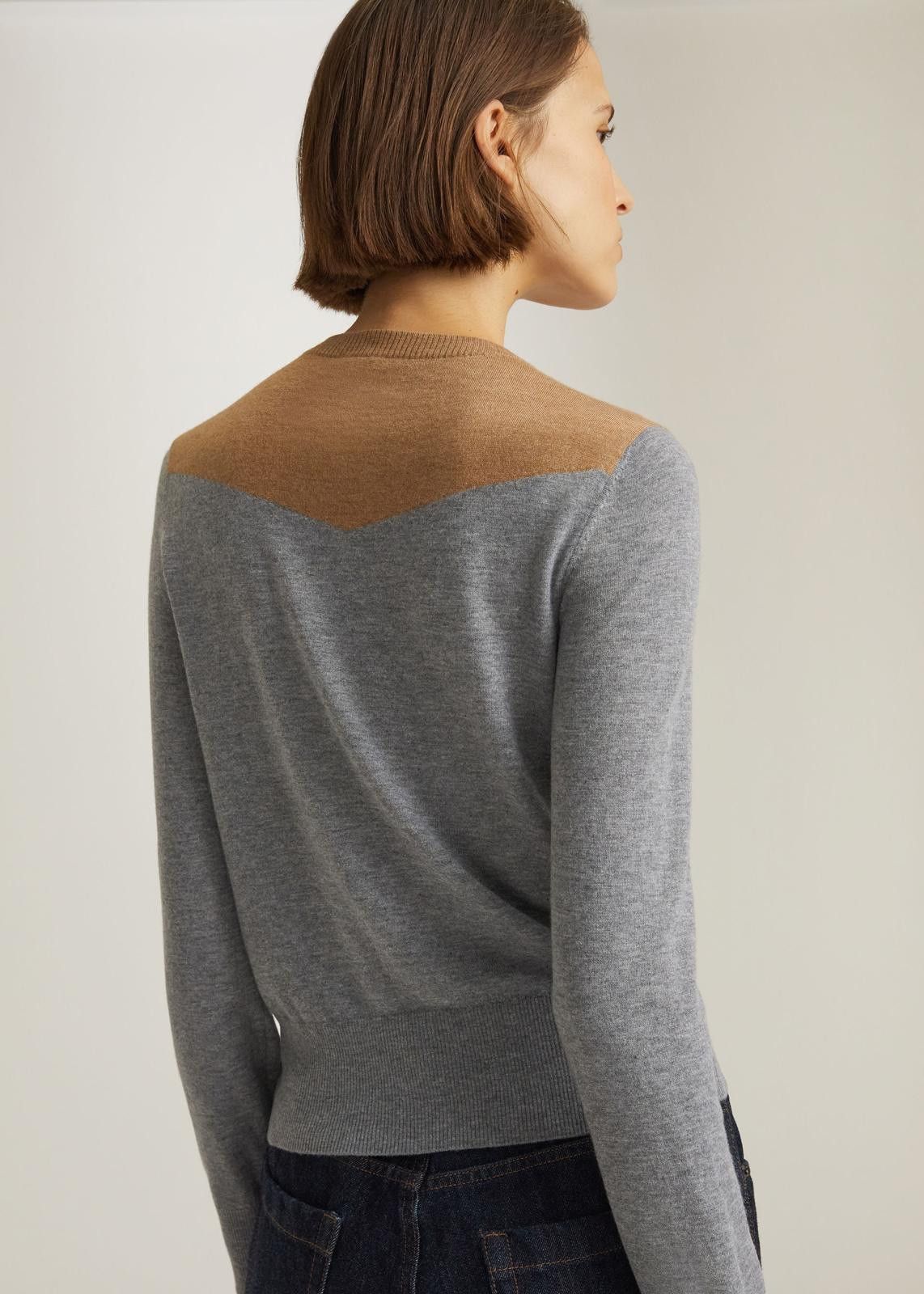 Loro Piana o1srvl11e1224 Grassmoor Crewneck Sweater in Grey & Brown Size L / US 10 / IT 46 - 3 Thumbnail