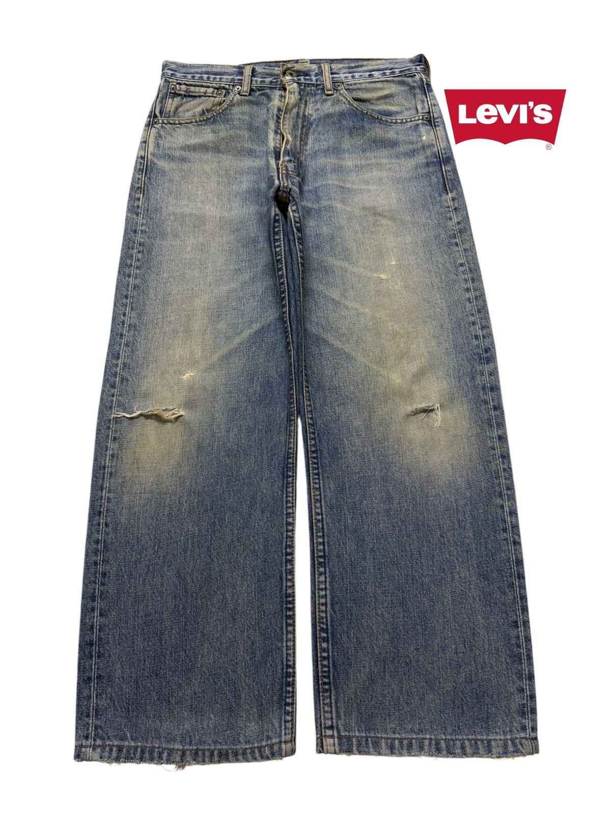 Levi's Vintage 90s Levis 503 Blue Mud Wash Distress Wide Leg Baggy Size US 31 - 1 Thumbnail