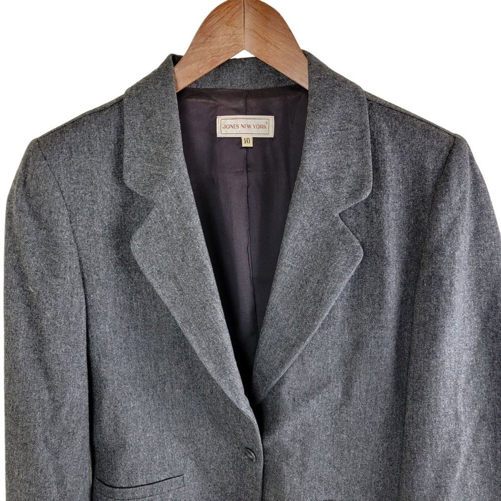 Jones New York Vintage Jones New York Womens Wool Tweed Blazer size 10 Grey Size L / US 10 / IT 46 - 4 Thumbnail