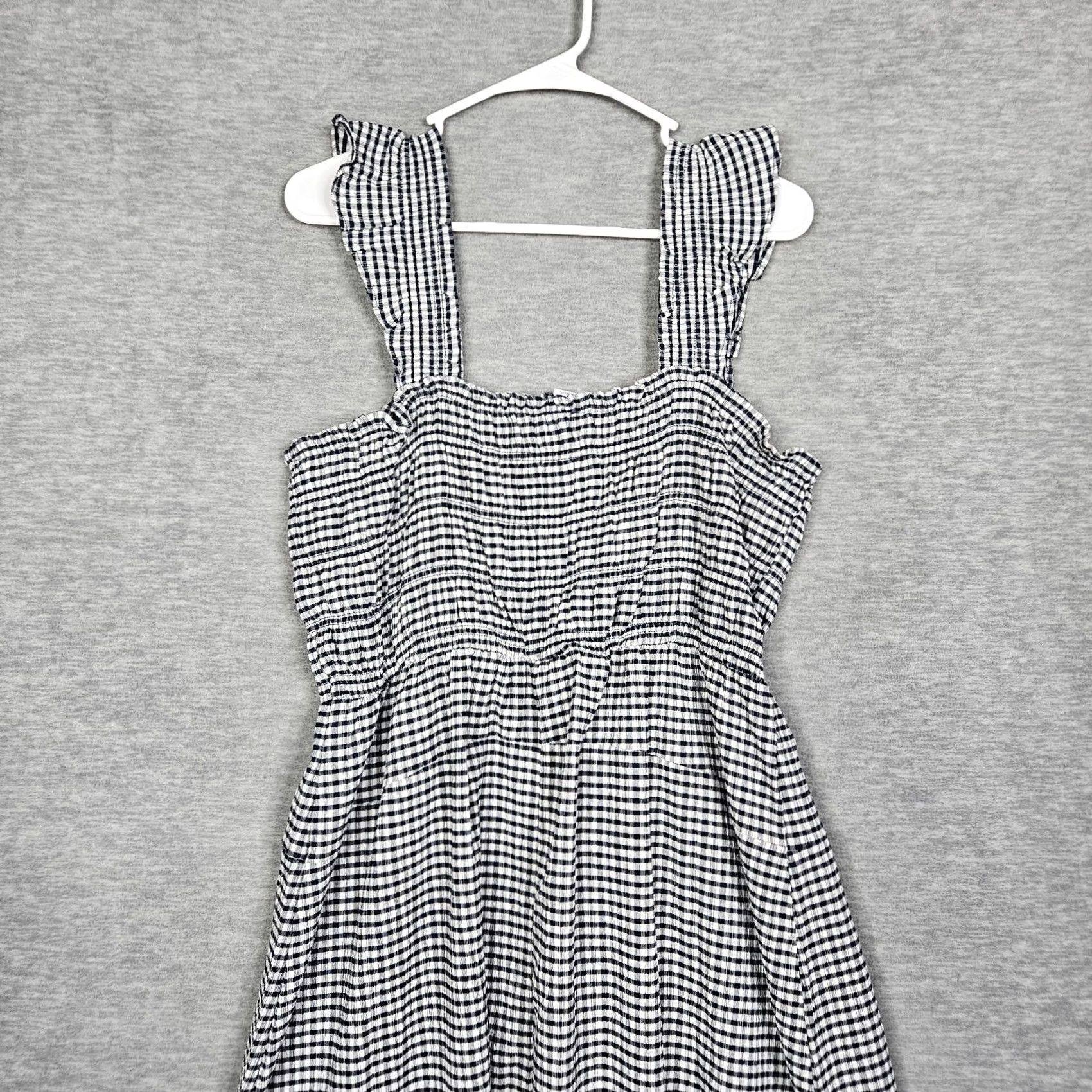 Old Navy Old Navy Women's XL Gingham Midi Dress - Fit & Flare, Sleeveless, Smocked, Lightweight Polyester/Spandex, Blue, Casual, A-Line Size XL / US 12-14 / IT 48-50 - 4 Thumbnail