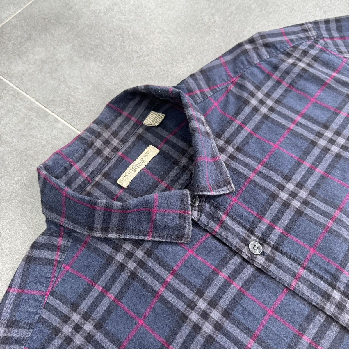Burberry Burberry Brit Nova Check Blue Button Shirt Long Sleeve Size US XL / EU 56 / 4 - 7 Thumbnail