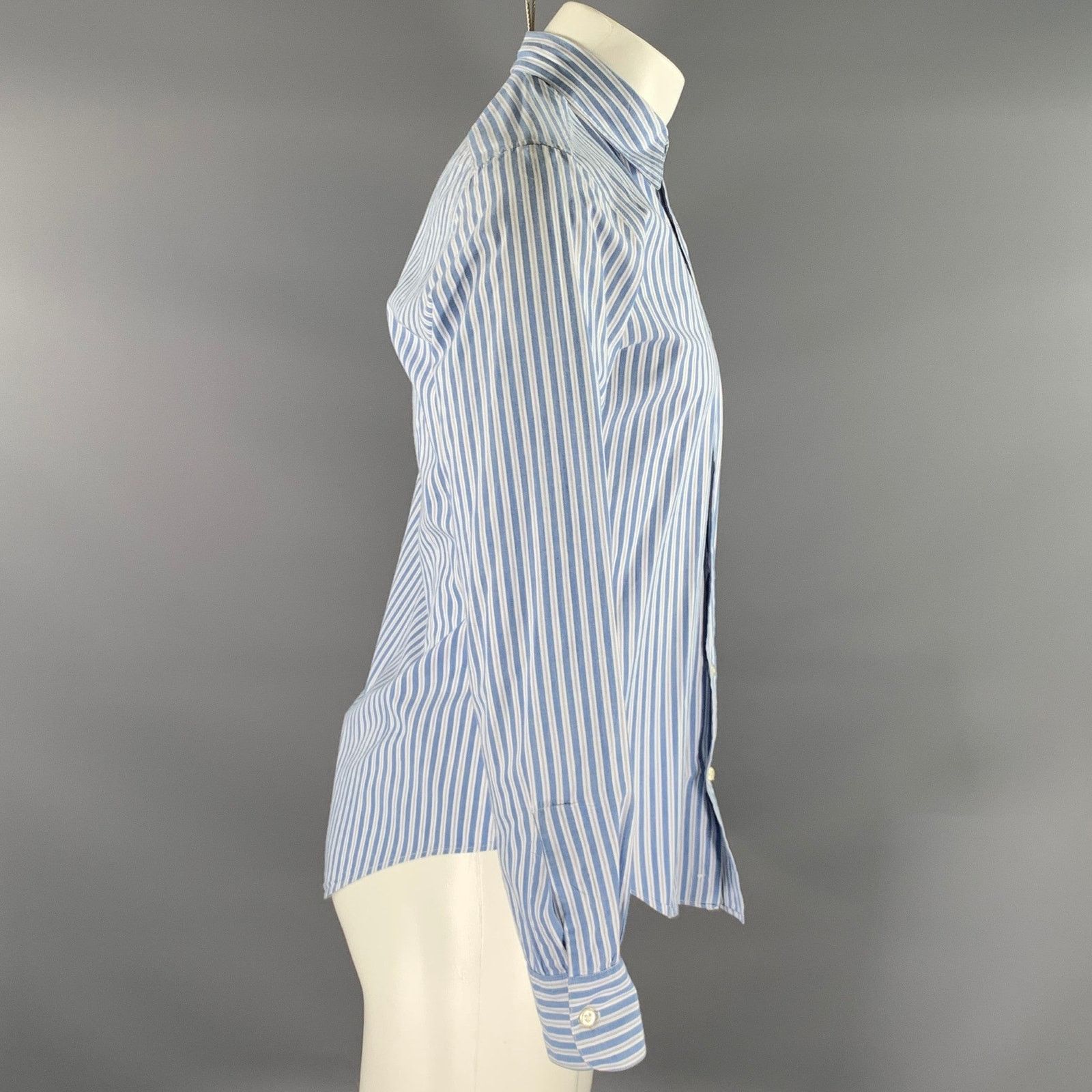 Other LODEN DAGER S Blue White Stripe Cotton Pointed Collar LS Size US S / EU 44-46 / 1 - 2 Thumbnail