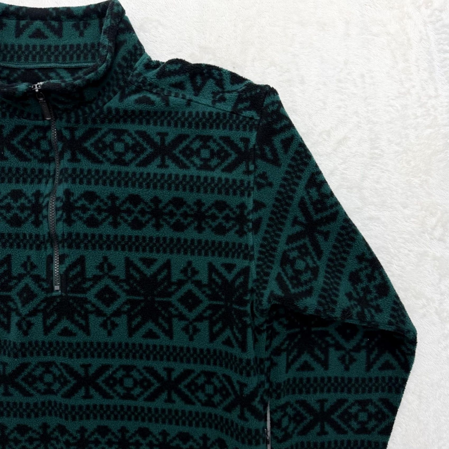 Eddie Bauer VINTAGE Eddie Bauer Sweater Fleece Pullover Mens M Green Fair Isle 1/4 Zip - Mock Neck, Long Sleeve, Zip, Pockets, Activewear, Casual Mens Size US M / EU 48-50 / 2 - 3 Thumbnail