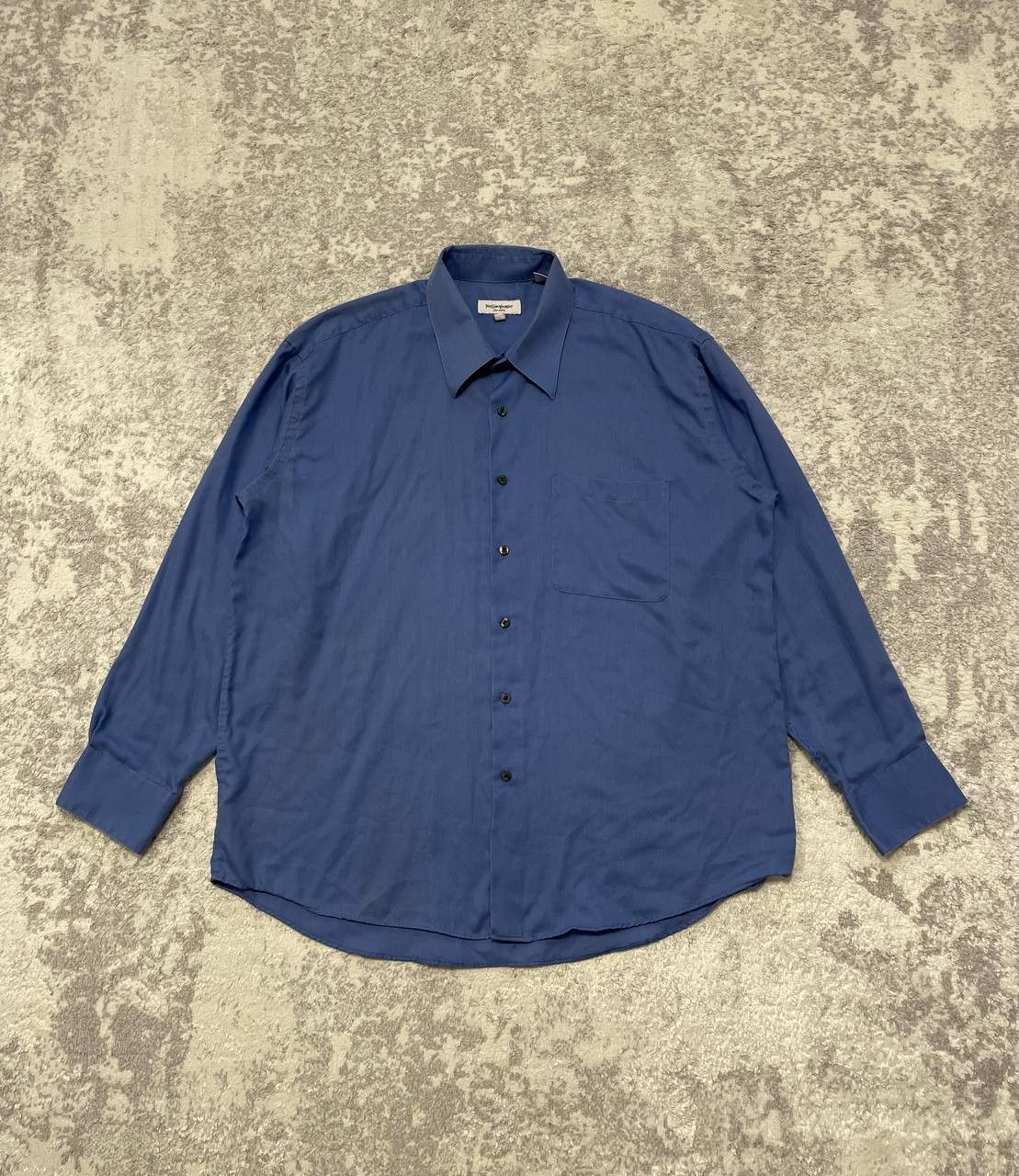 Yves Saint Laurent Vintage Yves Saint Laurent Blue Shirt Men’s Cotton Blend 90s Size US XL / EU 56 / 4 - 1 Thumbnail