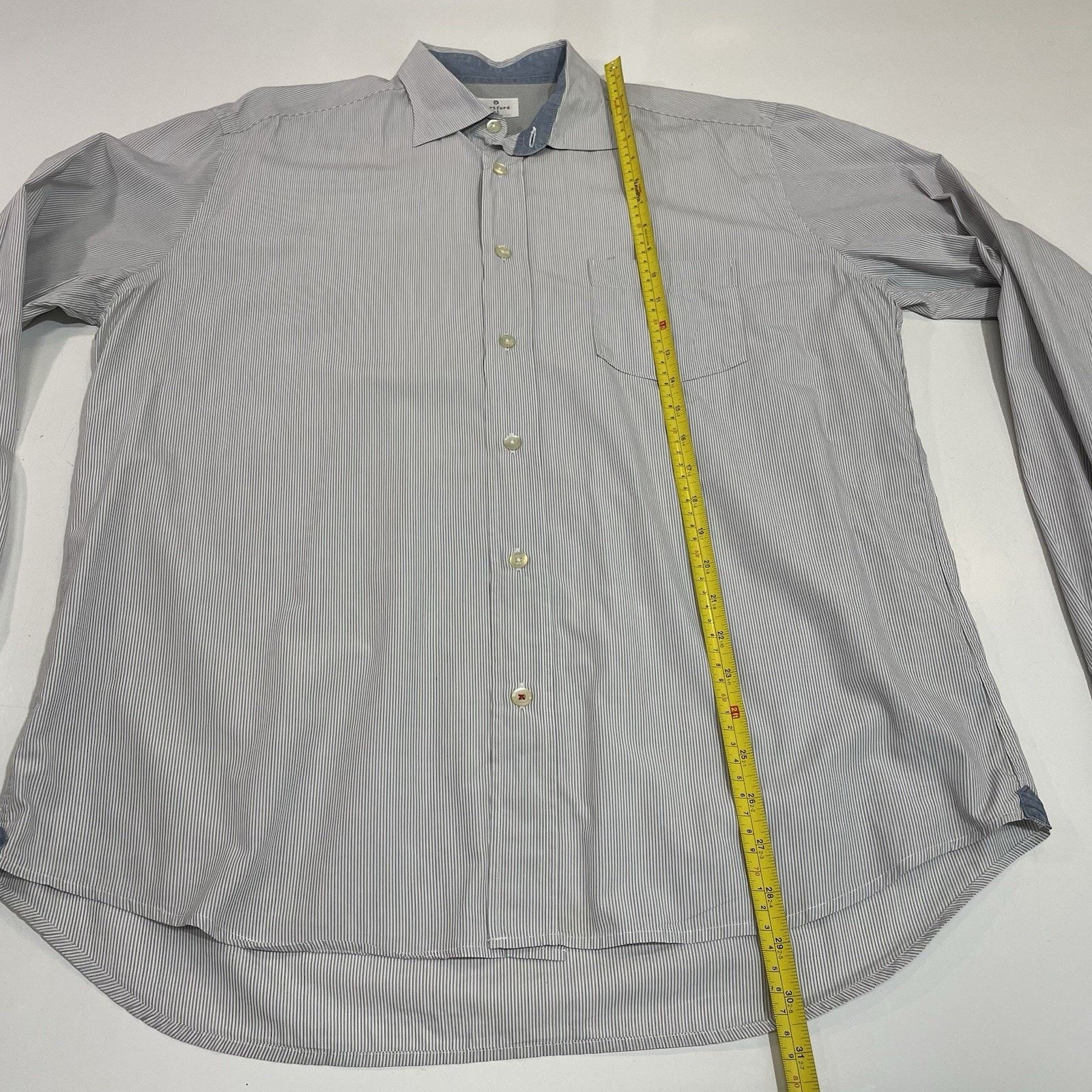 Hartford Hartford Men’s Dress Shirt L Gray Stripe Cotton Linen Slim Size US L / EU 52-54 / 3 - 4 Thumbnail