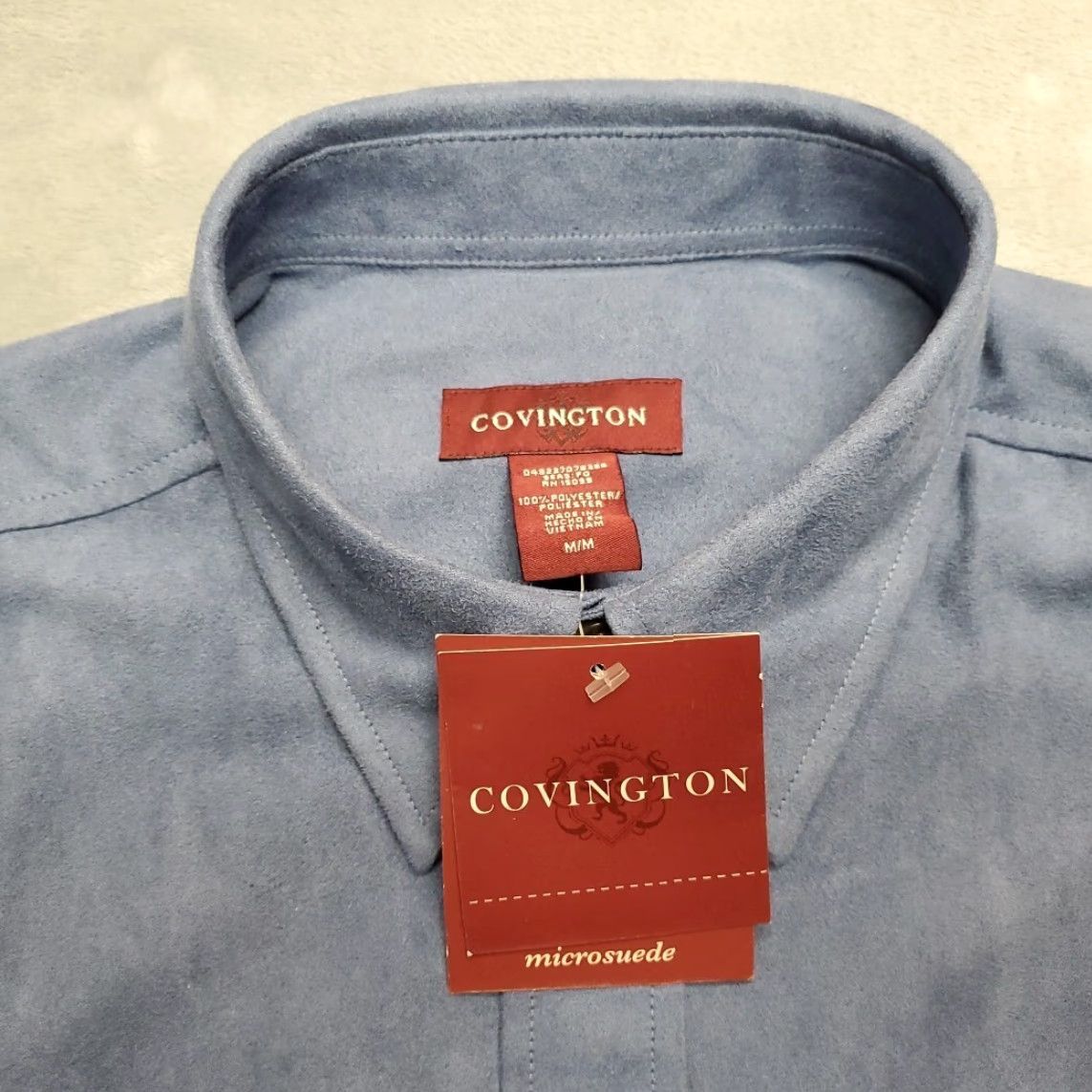 Vintage Covington Microsuede Shirt Mens M Faux Leather Blue Long Sleeve Retro Classic Size US M / EU 48-50 / 2 - 4 Thumbnail