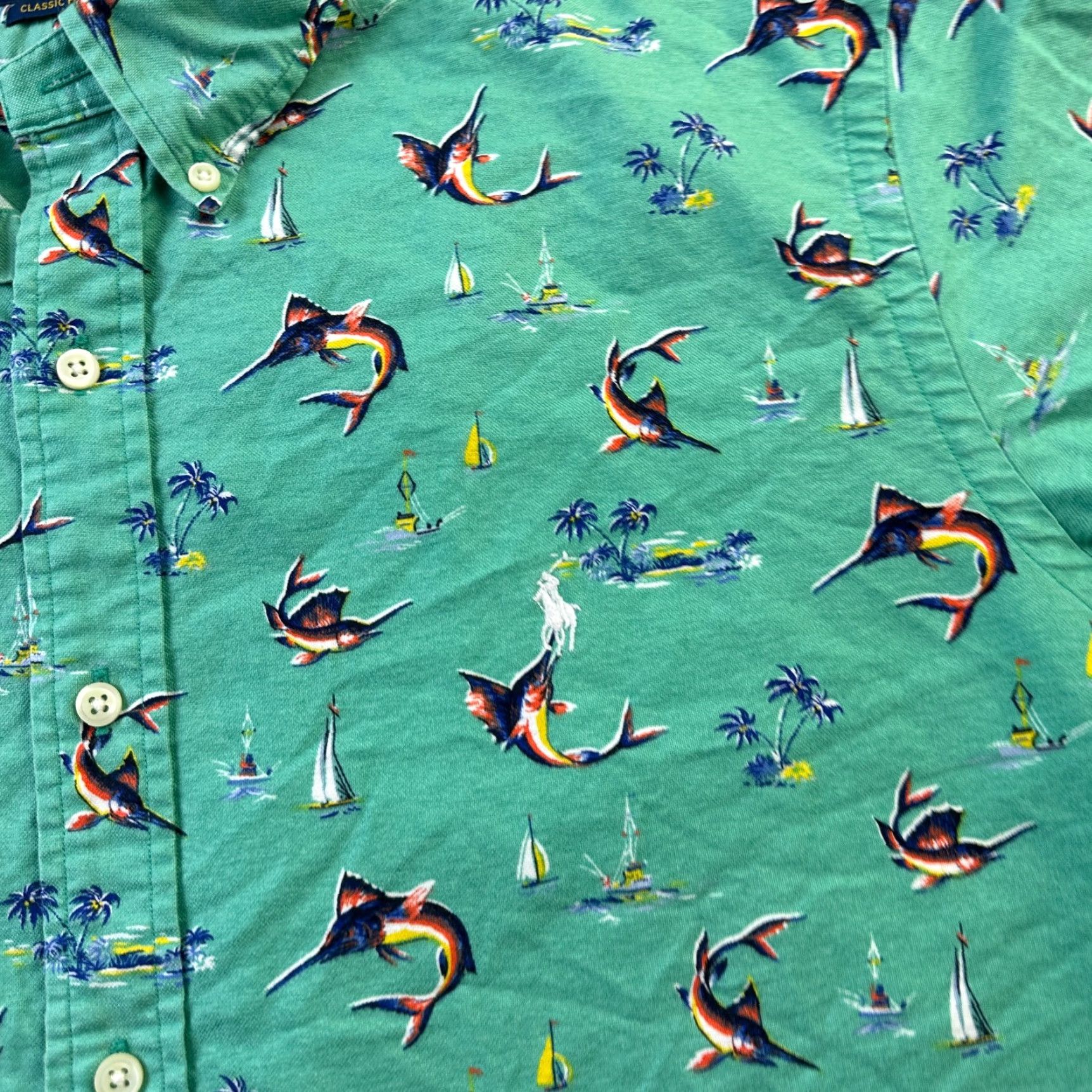 Marine Layer Ralph Lauren Shirt Mens XL Green All Over Print Button Up Oxford Shirt Size US XL / EU 56 / 4 - 4 Thumbnail