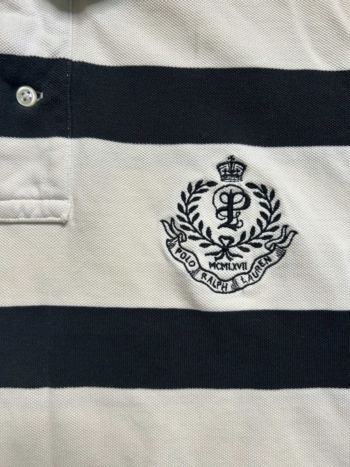 Polo Ralph Lauren Vintage 80s Polo Ralph Lauren Striped Polo Logo Black White Size US L / EU 52-54 / 3 - 4 Thumbnail