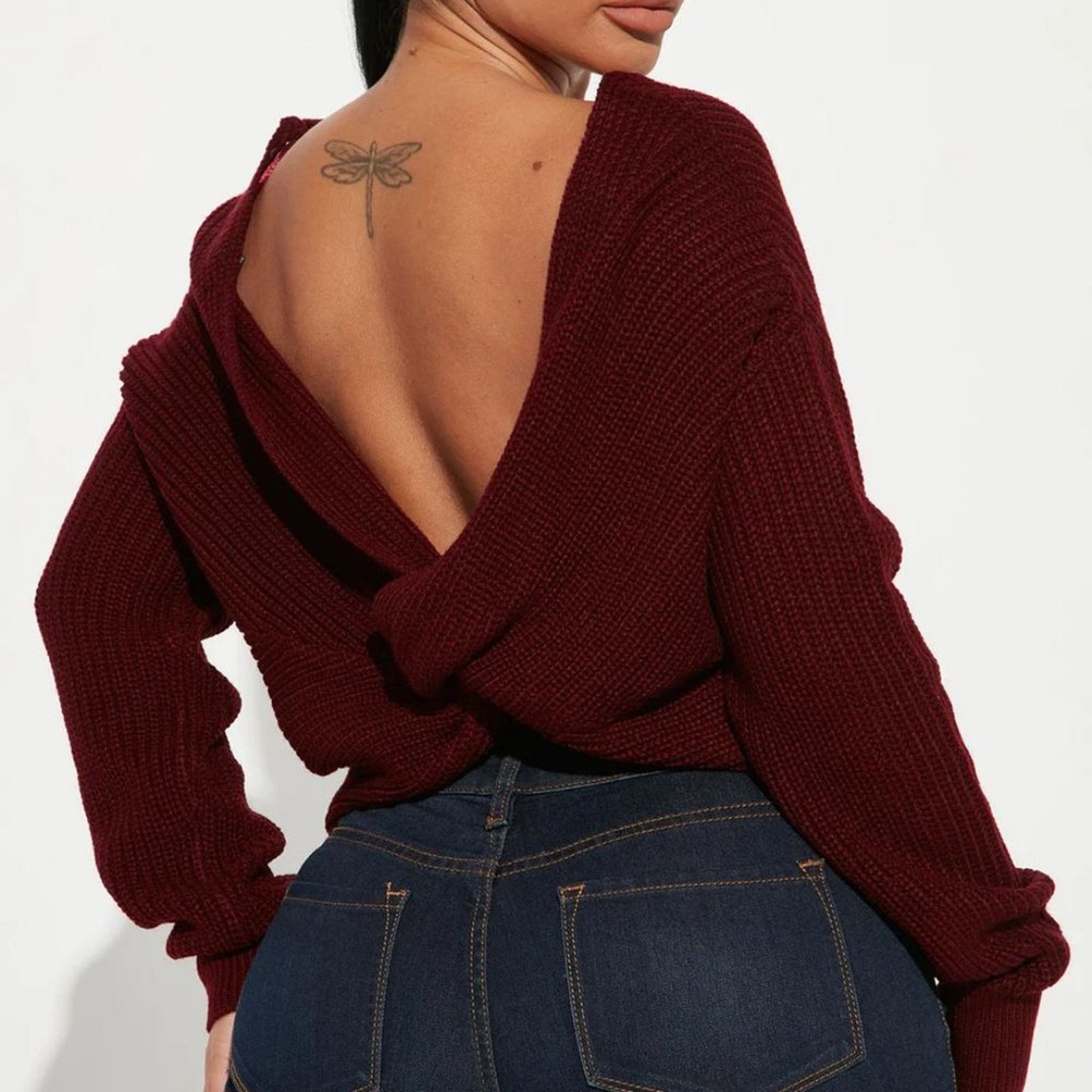 Other Reversible Twisted Knit Long Sleeve Fall Sweater Burgundy M Size M / US 6-8 / IT 42-44 - 13 Thumbnail