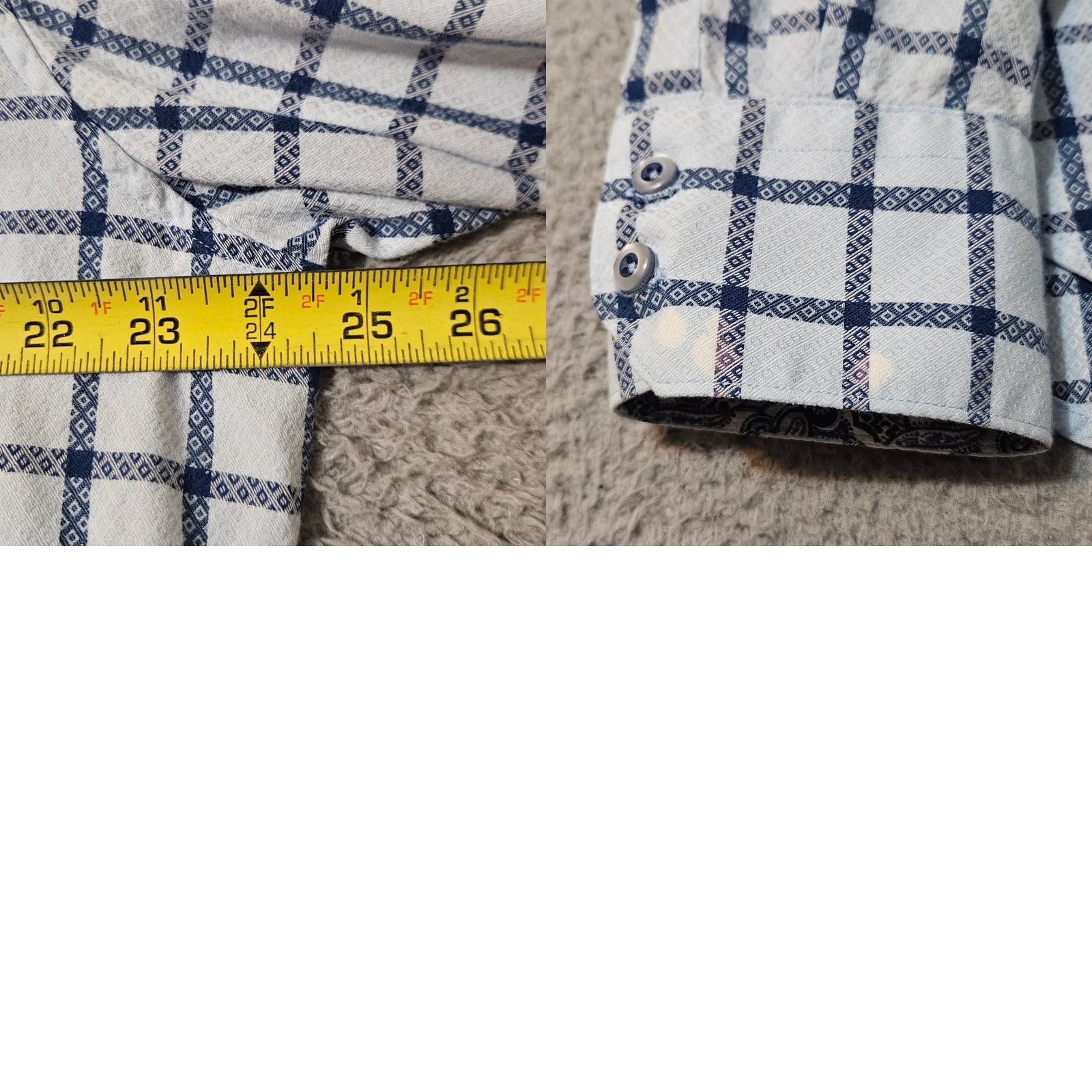 Robert Graham Robert Graham Blue Paisley Checkered Button Up Shirt Men's XL Flip Cuff Size US XL / EU 56 / 4 - 8 Thumbnail