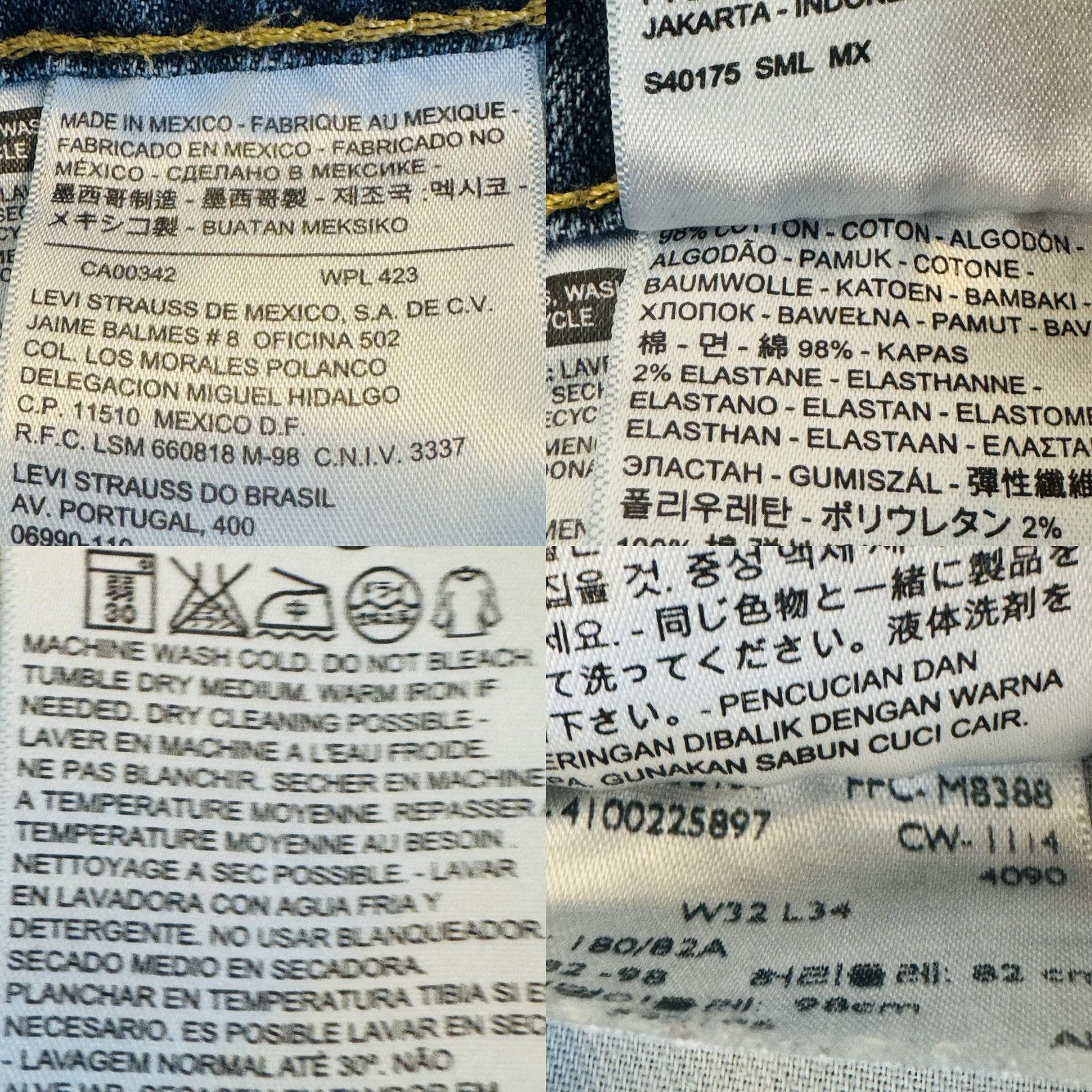 Levi's Levi's Jeans S40175 Mens 32x34 Blue Medium Wash Denim Zip Fly Tapered Stretch Distressed Pockets Logo Size US 32 / EU 48 - 8 Thumbnail
