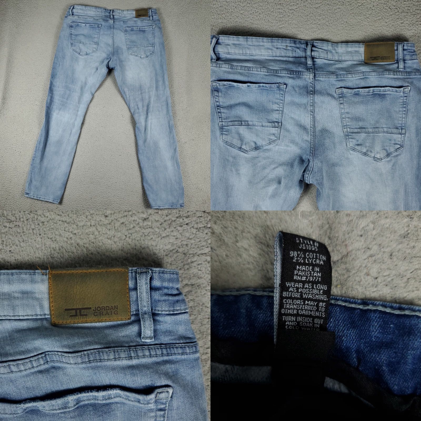 Jordan Craig Jordan Craig Jeans Mens 42x32 Blue Distressed Straight Denim Pants Size US 42 / EU 58 - 8 Thumbnail