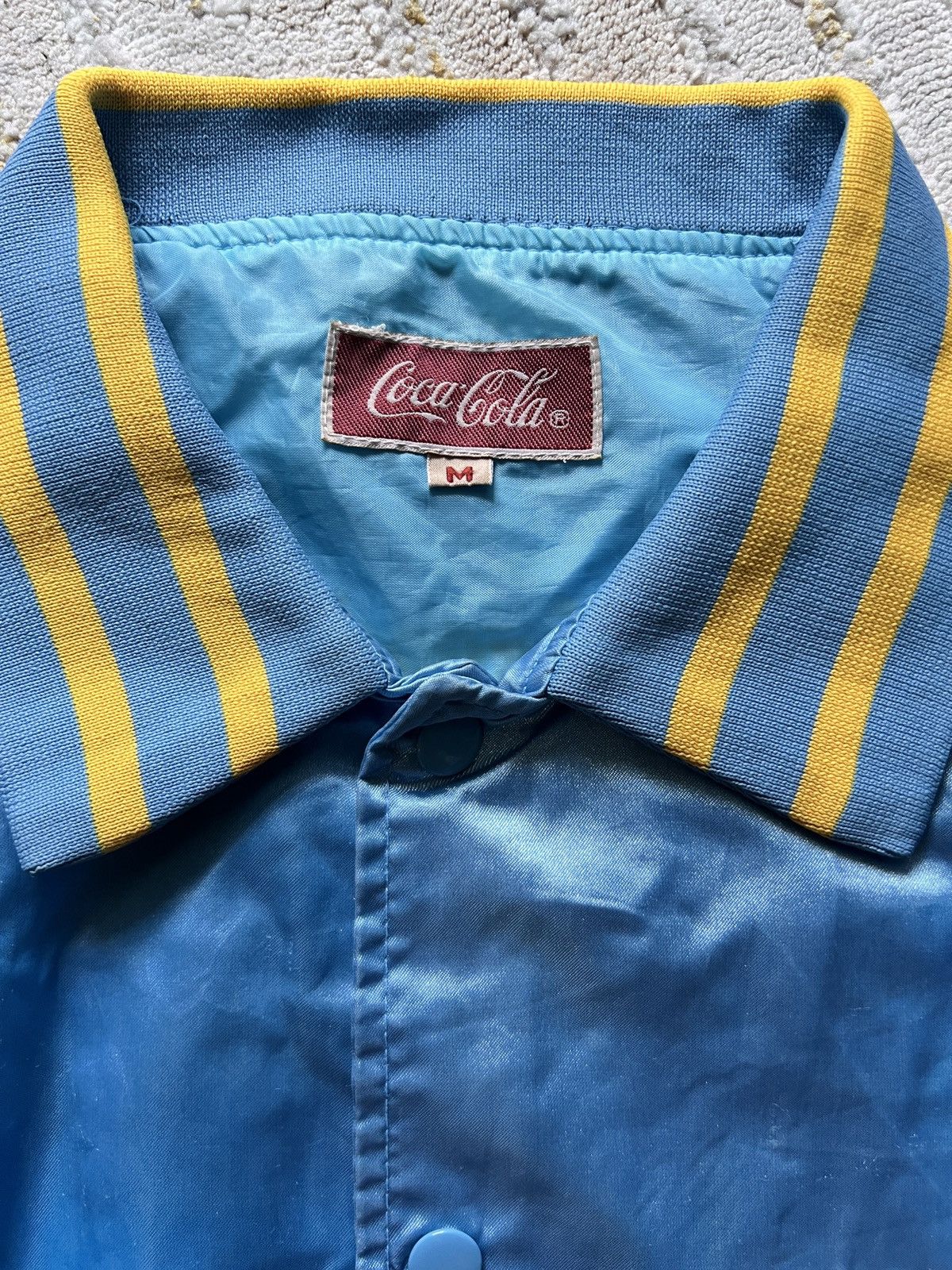 Coca Cola × Vintage Vtg Coca Cola Light Blue Embroided Satin Jacket Size US M / EU 48-50 / 2 - 9 Thumbnail
