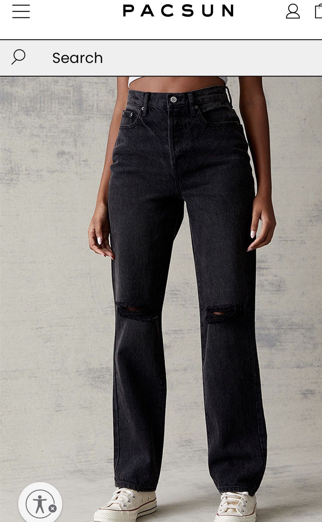 Pacsun pacsun eco black distressed dad jeans Size 24" / US 00 / IT 34 - 1 Thumbnail