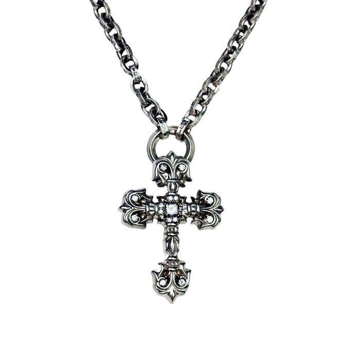 Chrome Hearts Chrome Hearts Filigree Cross Pave Diamond with Paper ...