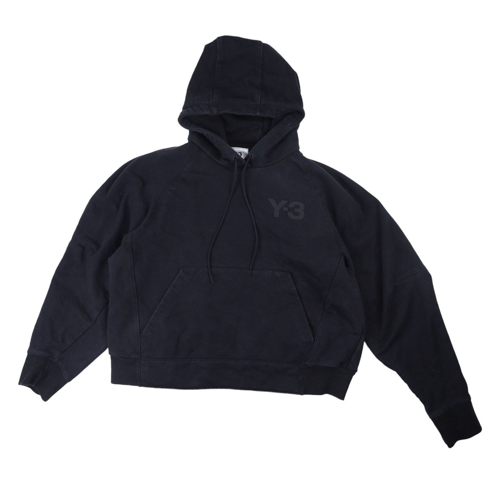 image of Y 3 x Yohji Yamamoto Y-3 Yohji Yamamoto Crop Hoodie in Black, Men's (Size XS)