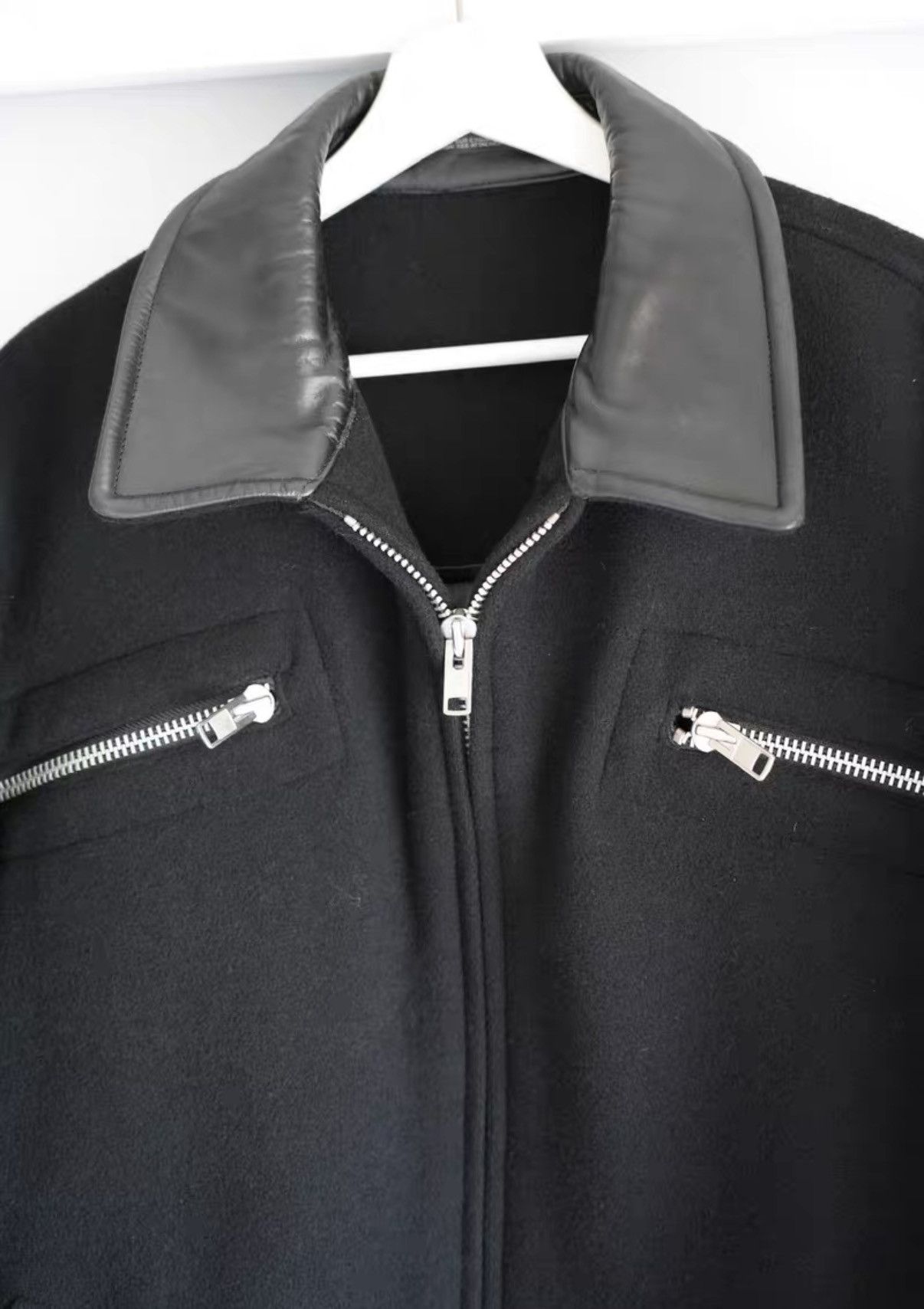 Yohji Yamamoto Yohji Yamamoto 04aw Back Zip Leather Collar Jacket K4 Size US L / EU 52-54 / 3 - 3 Thumbnail
