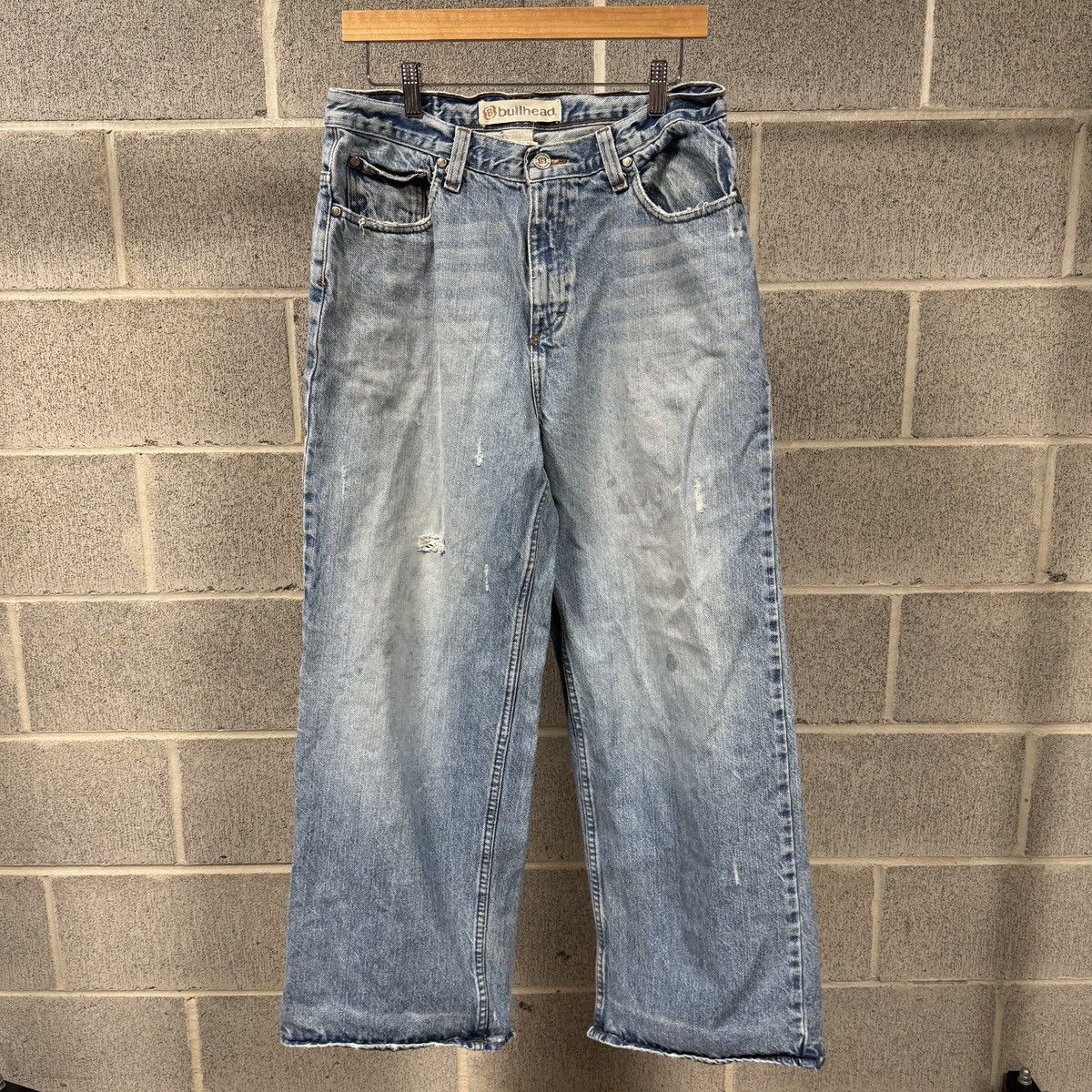 Vintage Y2K Bullhead Baggy Thrashed Distressed Jeans ERD Grunge Size US 31 - 1 Thumbnail