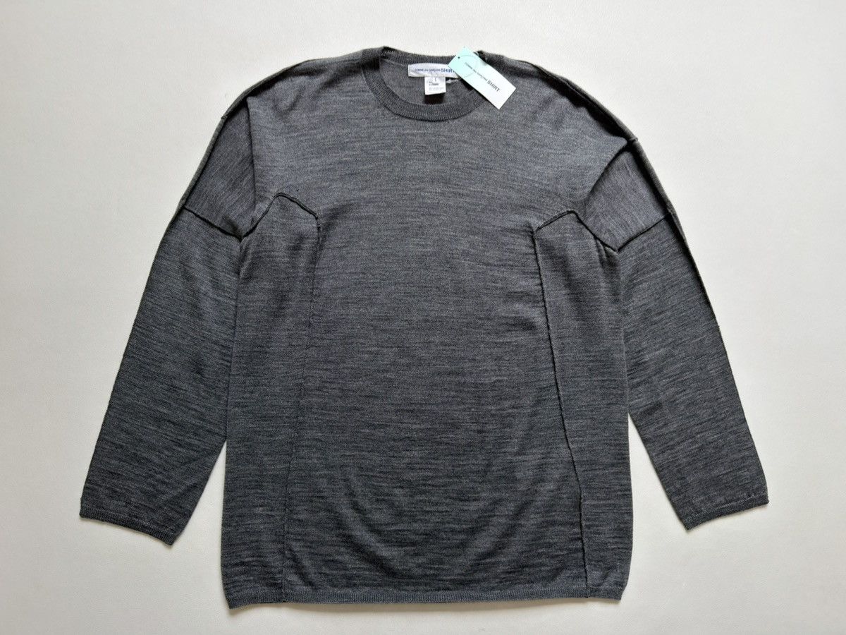 Comme des Garcons Gray Panelled Wool Sweater Size US M / EU 48-50 / 2 - 18 Thumbnail