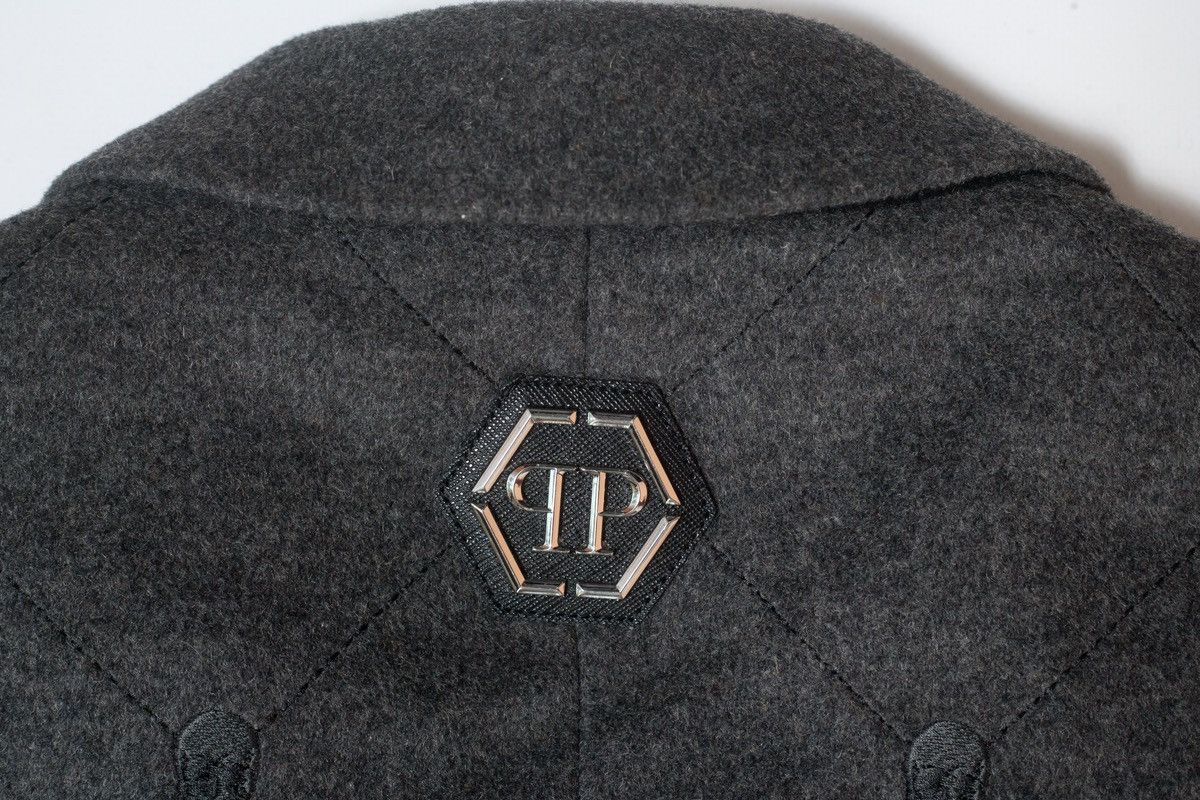 Philipp Plein PHILIPP PLEIN Monogram Embossed Skull Wool Coat Size US L / EU 52-54 / 3 - 16 Thumbnail