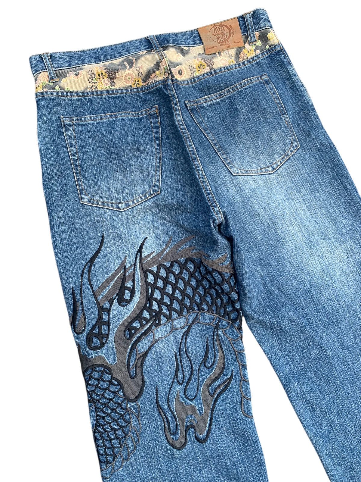 Kapital KARAKURI TAMASHI DRAGON EMBROIDERY JAPANESE SUKAJAN DENIM Size US 34 / EU 50 - 8 Thumbnail