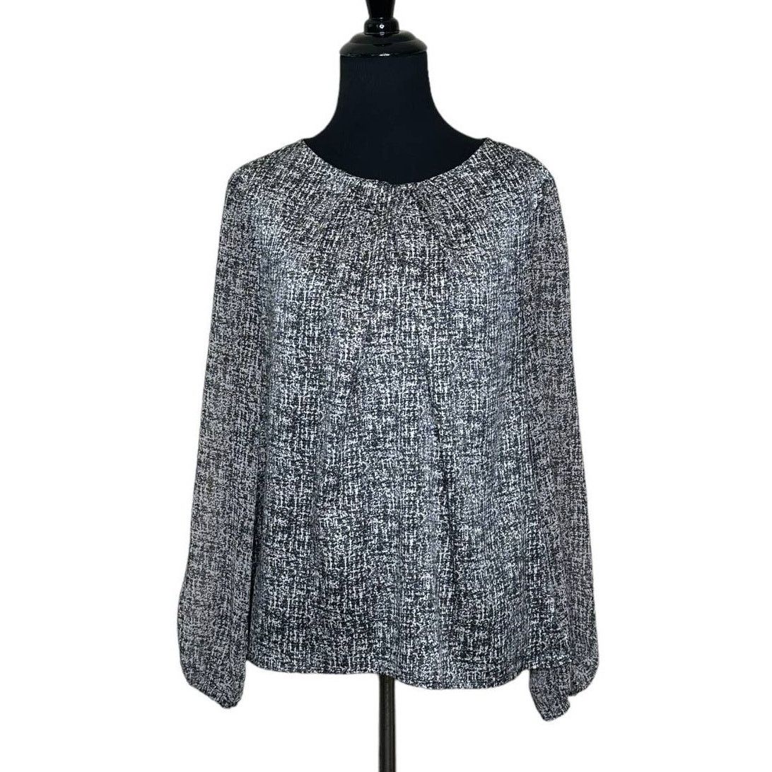 Ann Taylor Ann Taylor black gray printed long sleeves blouse size MP Size M / US 6-8 / IT 42-44 - 8 Thumbnail