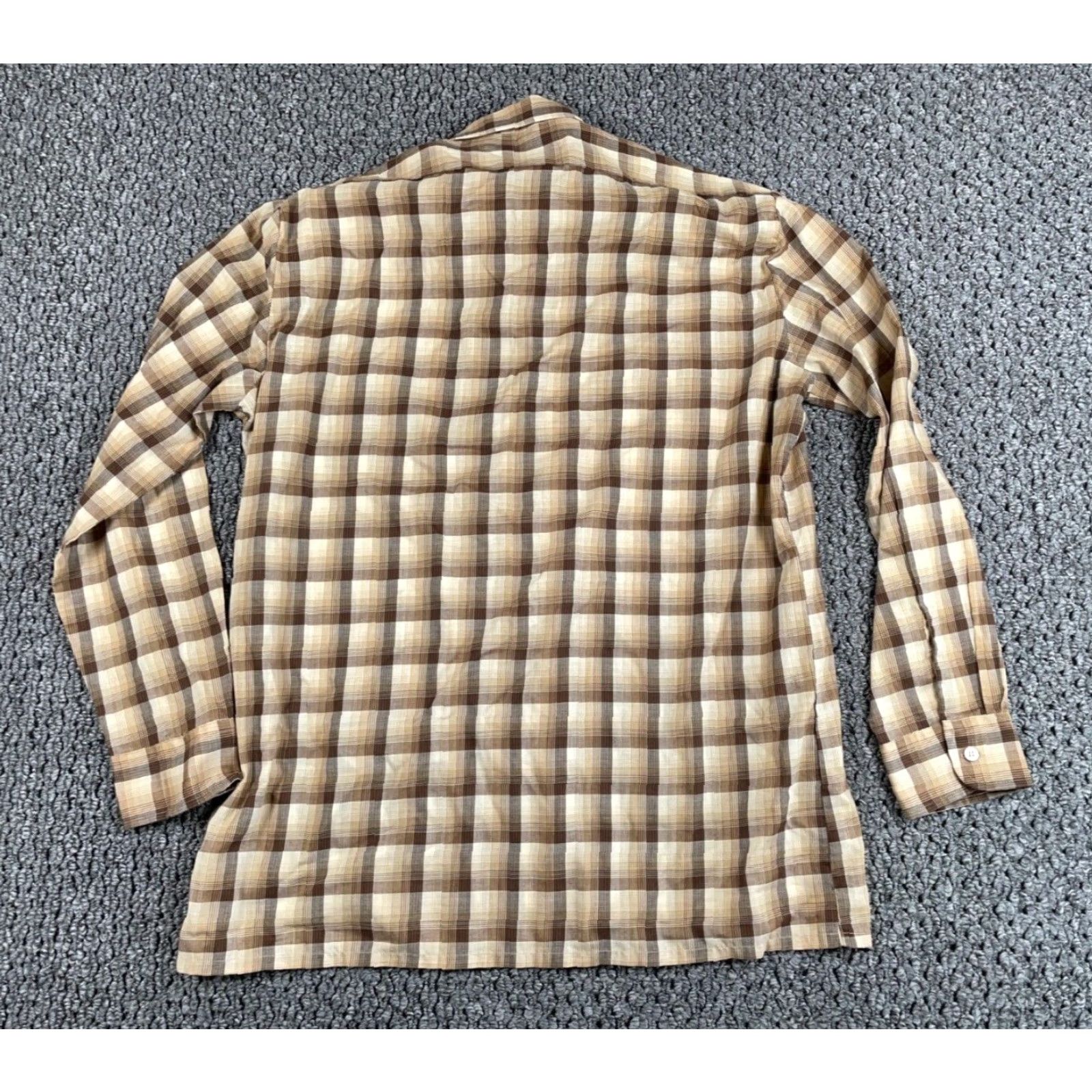 JCPenney VTG 80s Shadow Plaid Shirt Adult Large Beige Brown Lightweight Cotton JCPenney Size US L / EU 52-54 / 3 - 2 Thumbnail