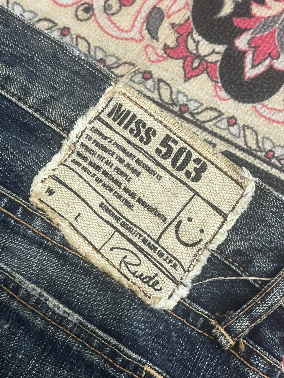 Tornado Mart Vintage Japan Edwin Miss 503 Dark Blue Distressed Flare Jean Size 31" - 9 Thumbnail