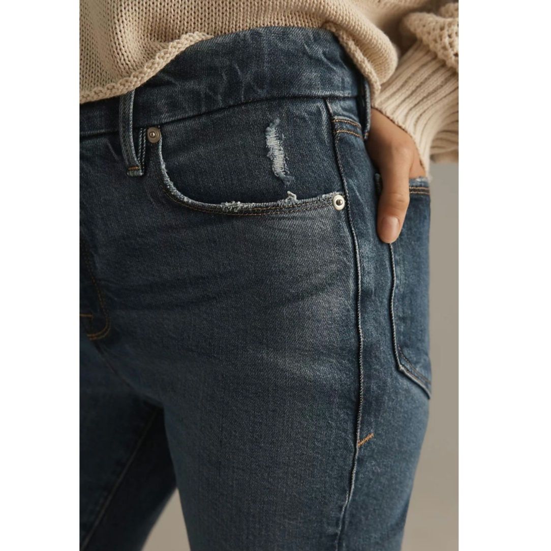 Anthropologie New Good American Good Legs Mid-Rise Straight Jeans SZ 14/32 Size 36" / US 14 / IT 50 - 2 Thumbnail