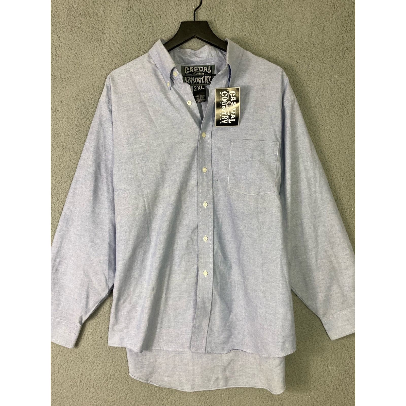Other Casual Country Men's 2XL Blue Long Sleeve Cotton Dress Shirt Size US XXL / EU 58 / 5 - 7 Thumbnail