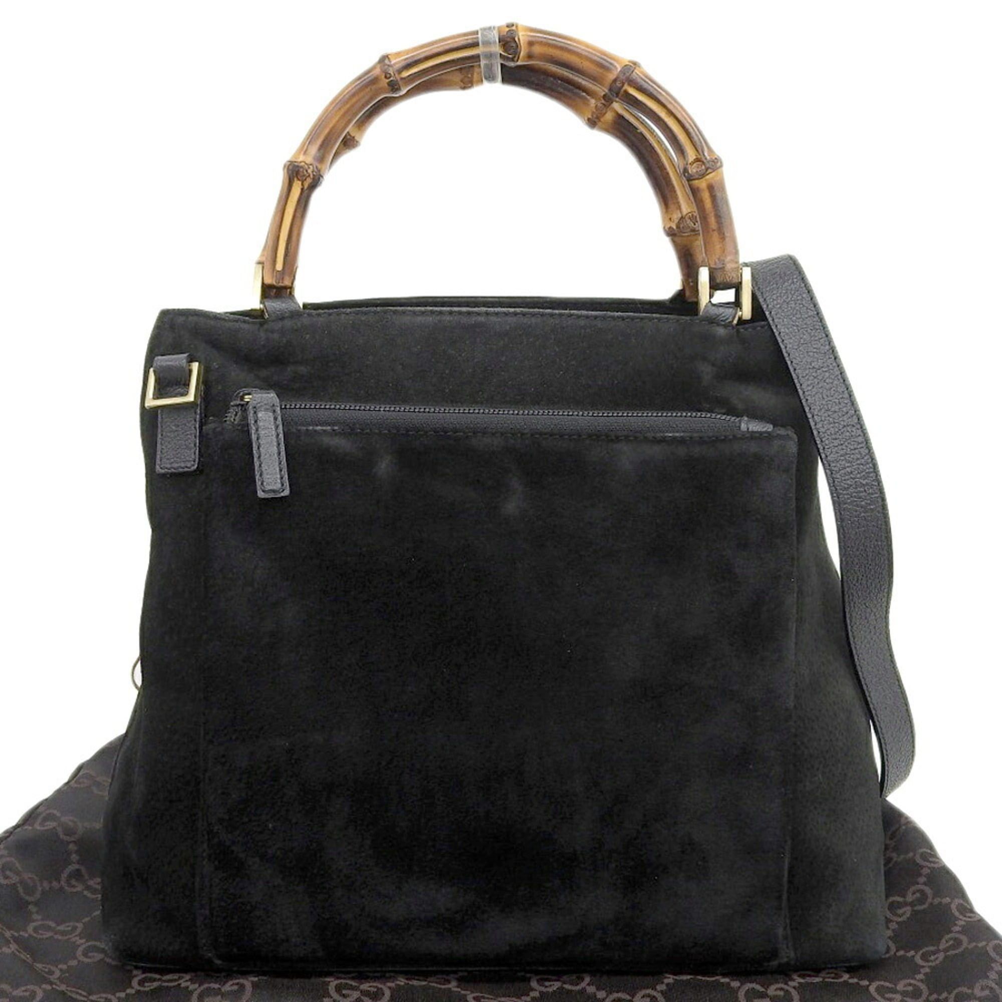 Gucci Gucci Bamboo Handbag 002 2058 0508 0 Bag Suede Black Size ONE SIZE - 1 Thumbnail