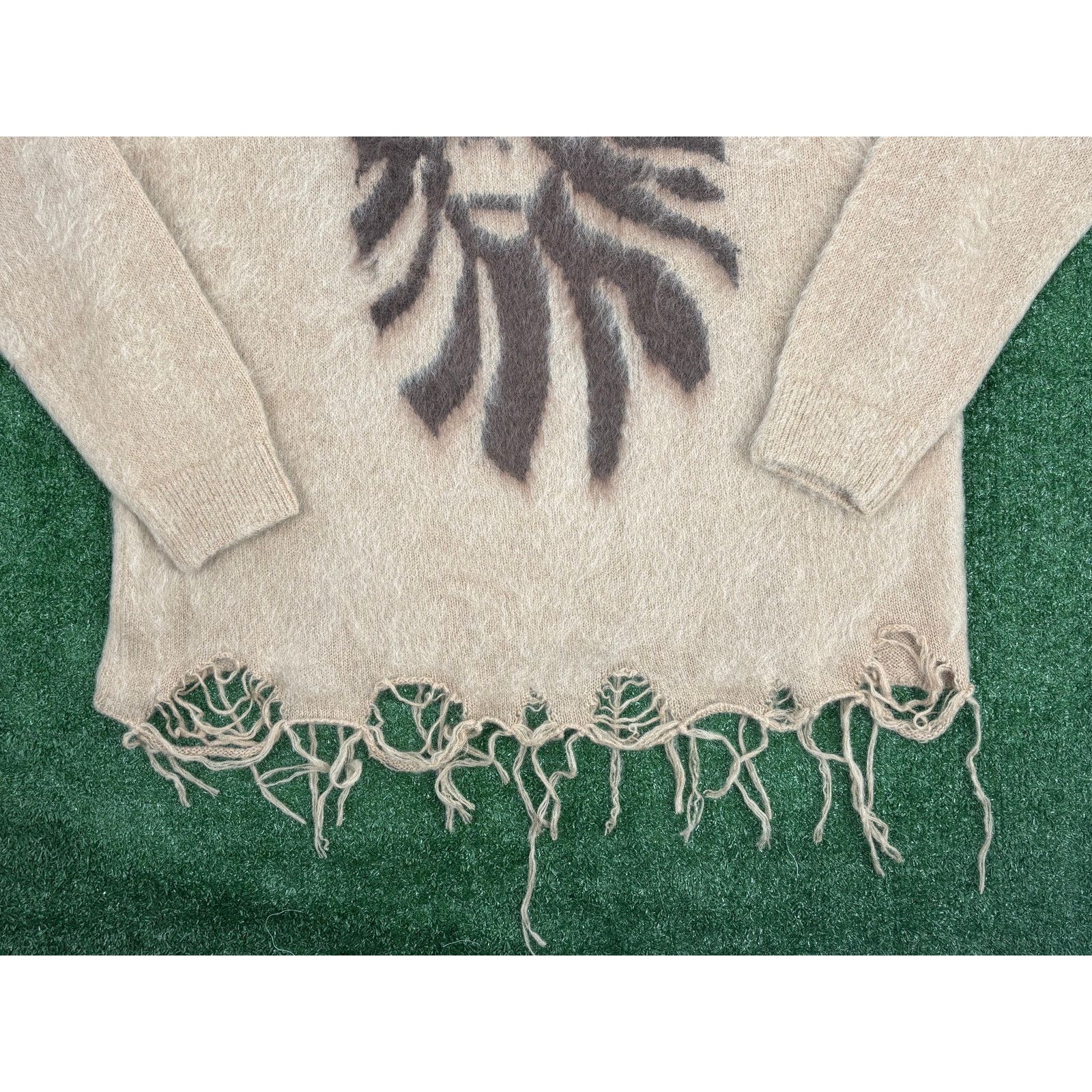 Bape BAPE Black Japan Distress Knitted Sweater Light Beige XL Size US XL / EU 56 / 4 - 6 Thumbnail